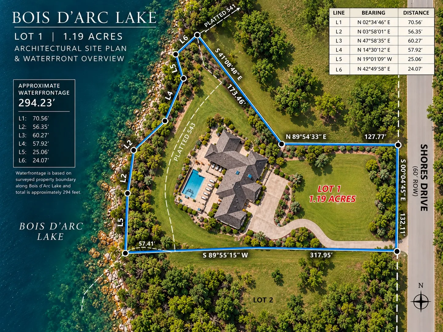 Survey and conceptual drawing - not representative of lot features or listing details