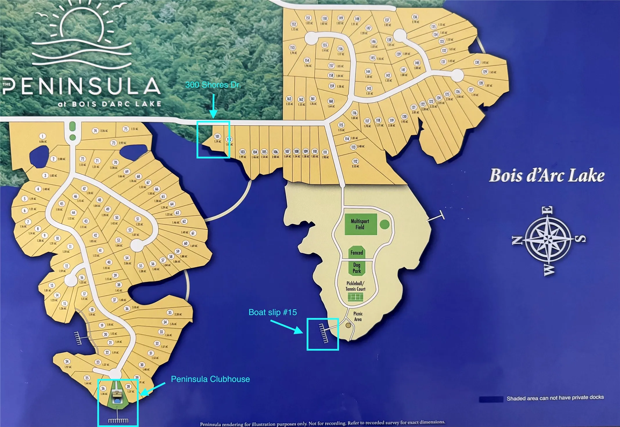 Peninsula Map - shows community amenities relative to the lot
