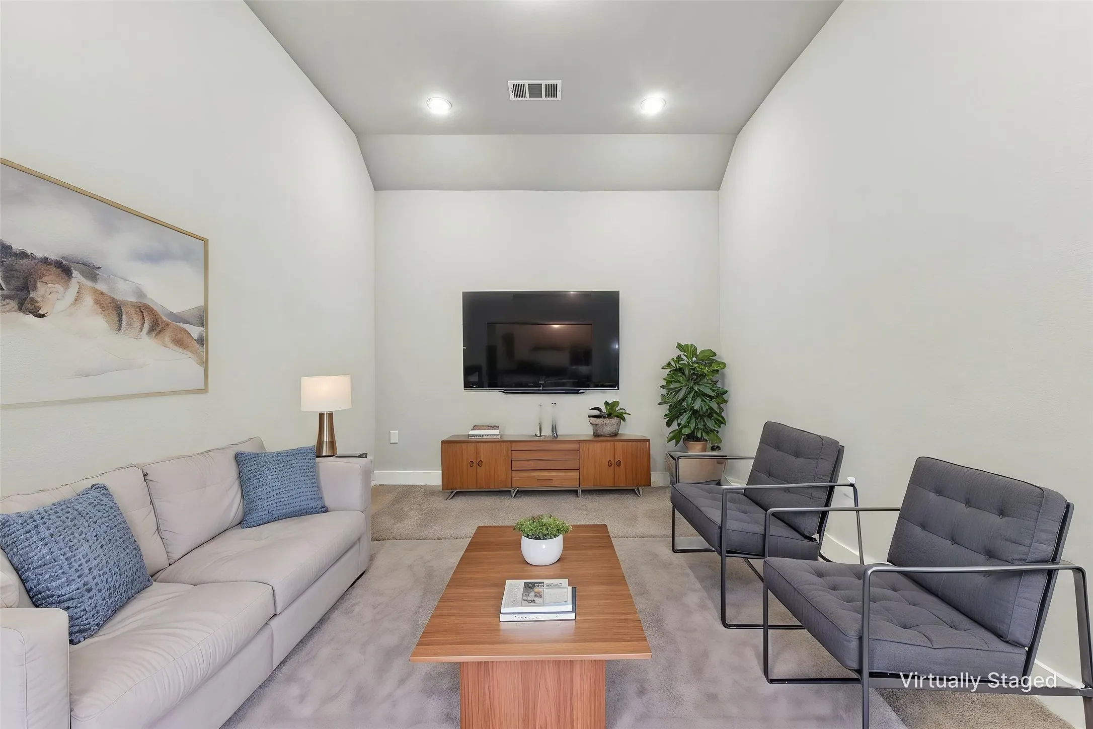 Media room virtually staged