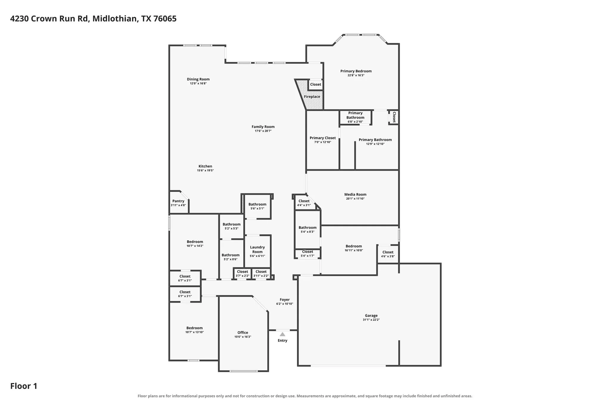The one story floorplan offers flexible options to meet all your needs
