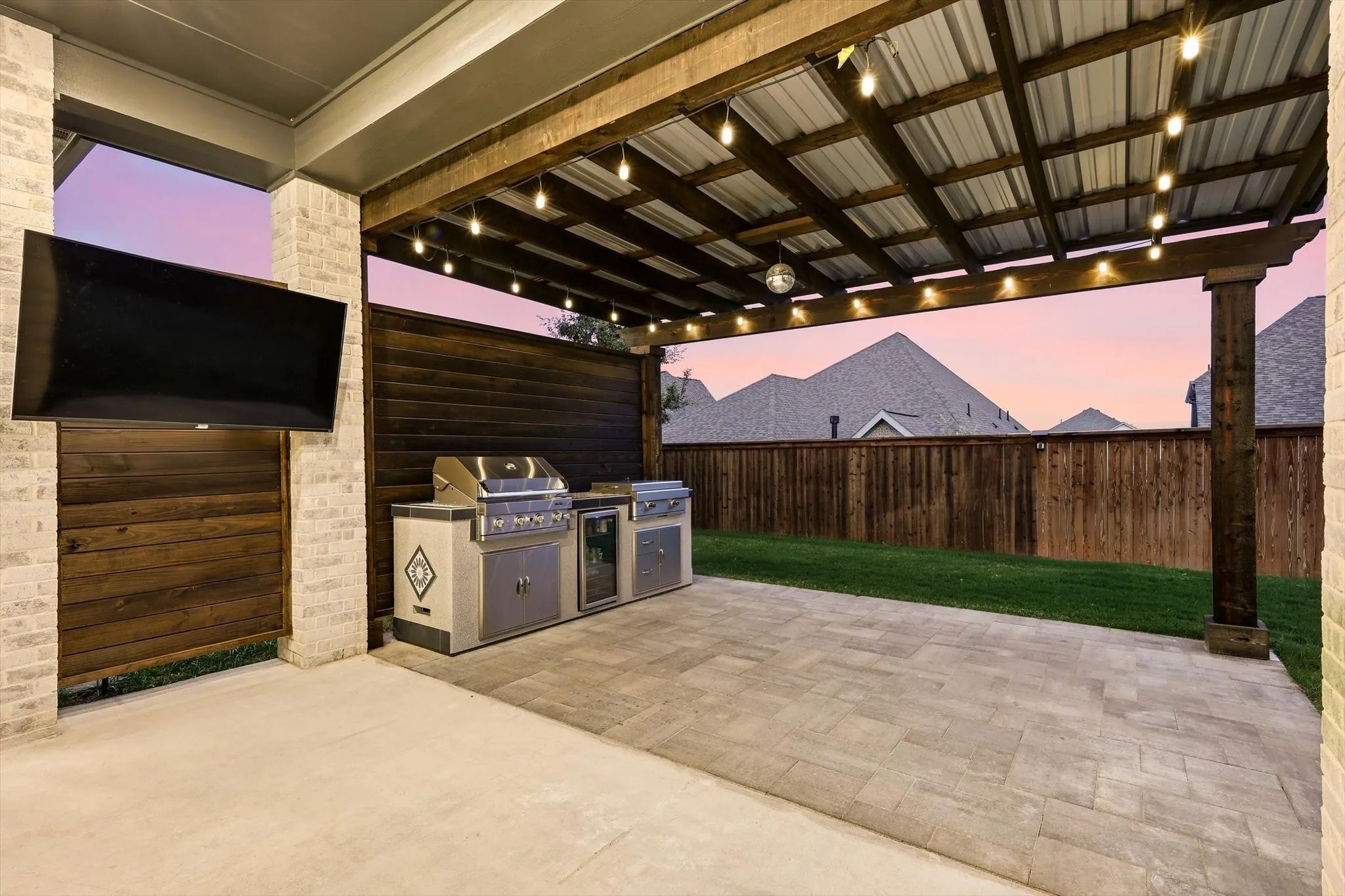 Expanded Back Patio, Pergola, Outdoor Kitchen and Smart TV