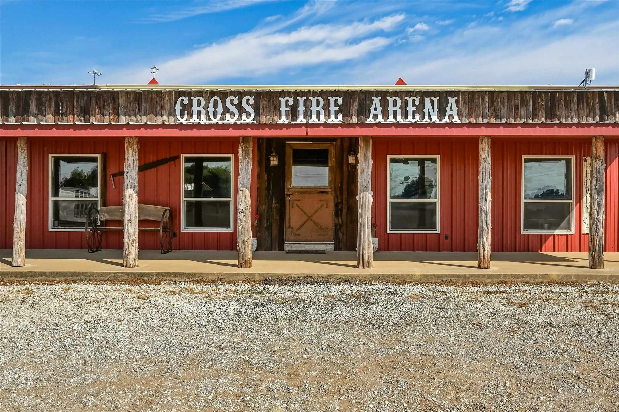 Front entrance to the arena and lounge area.
