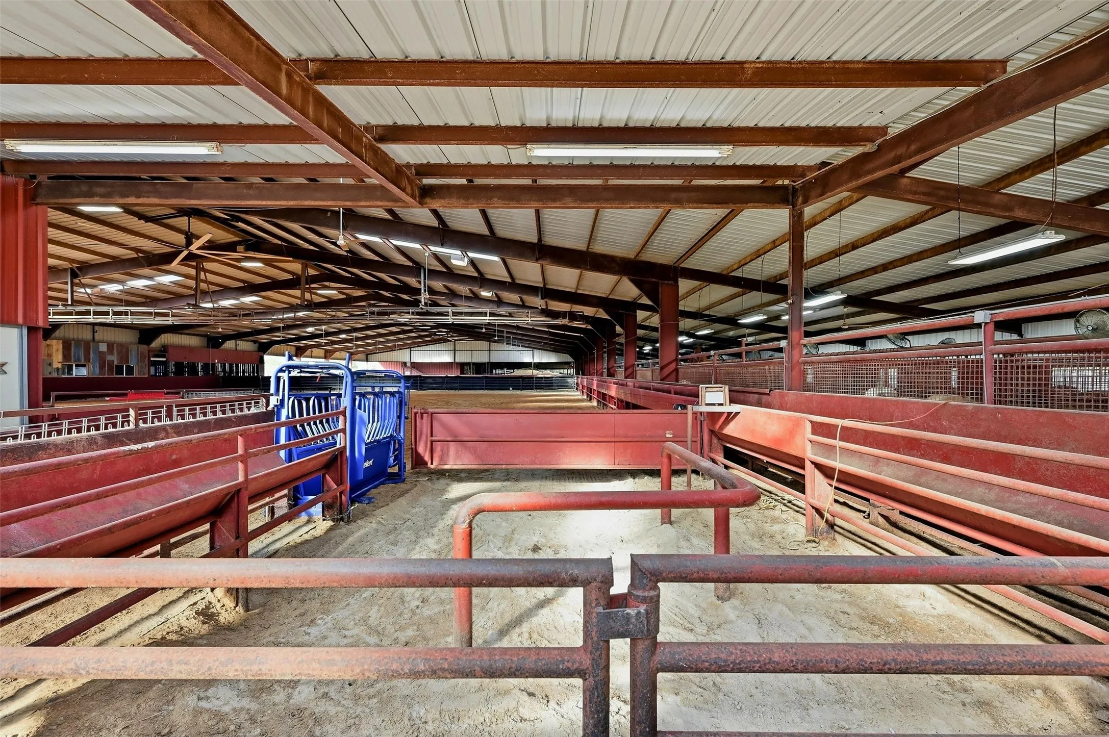Roping alley and return with squeeze chute.