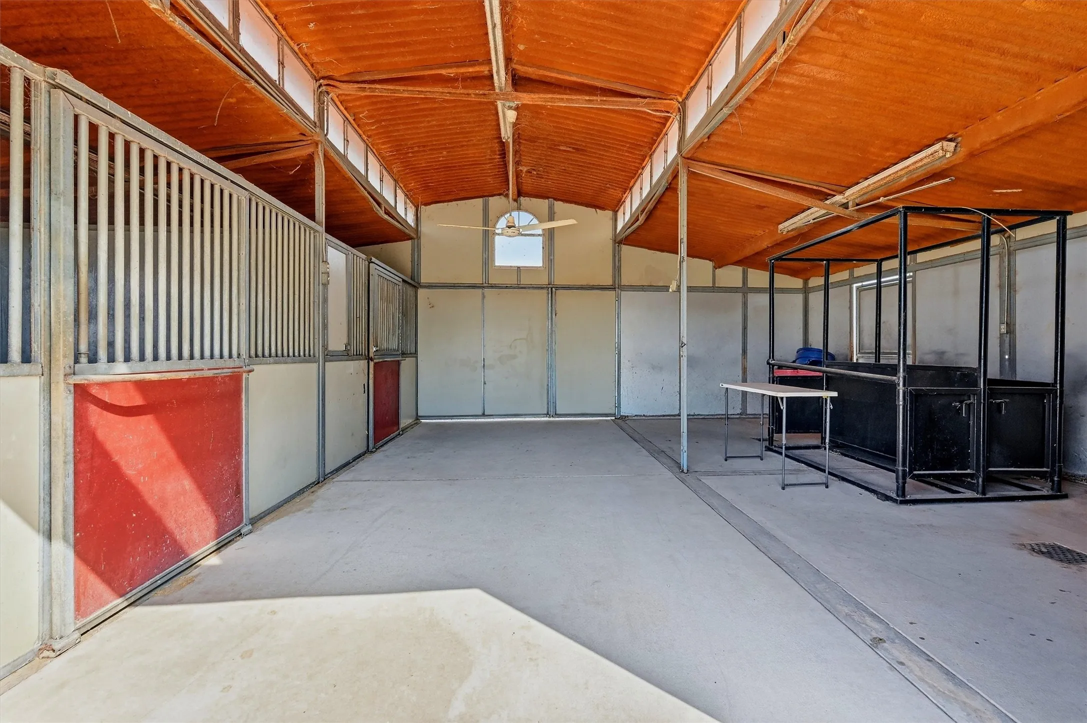 Interior of 2-stall barn.