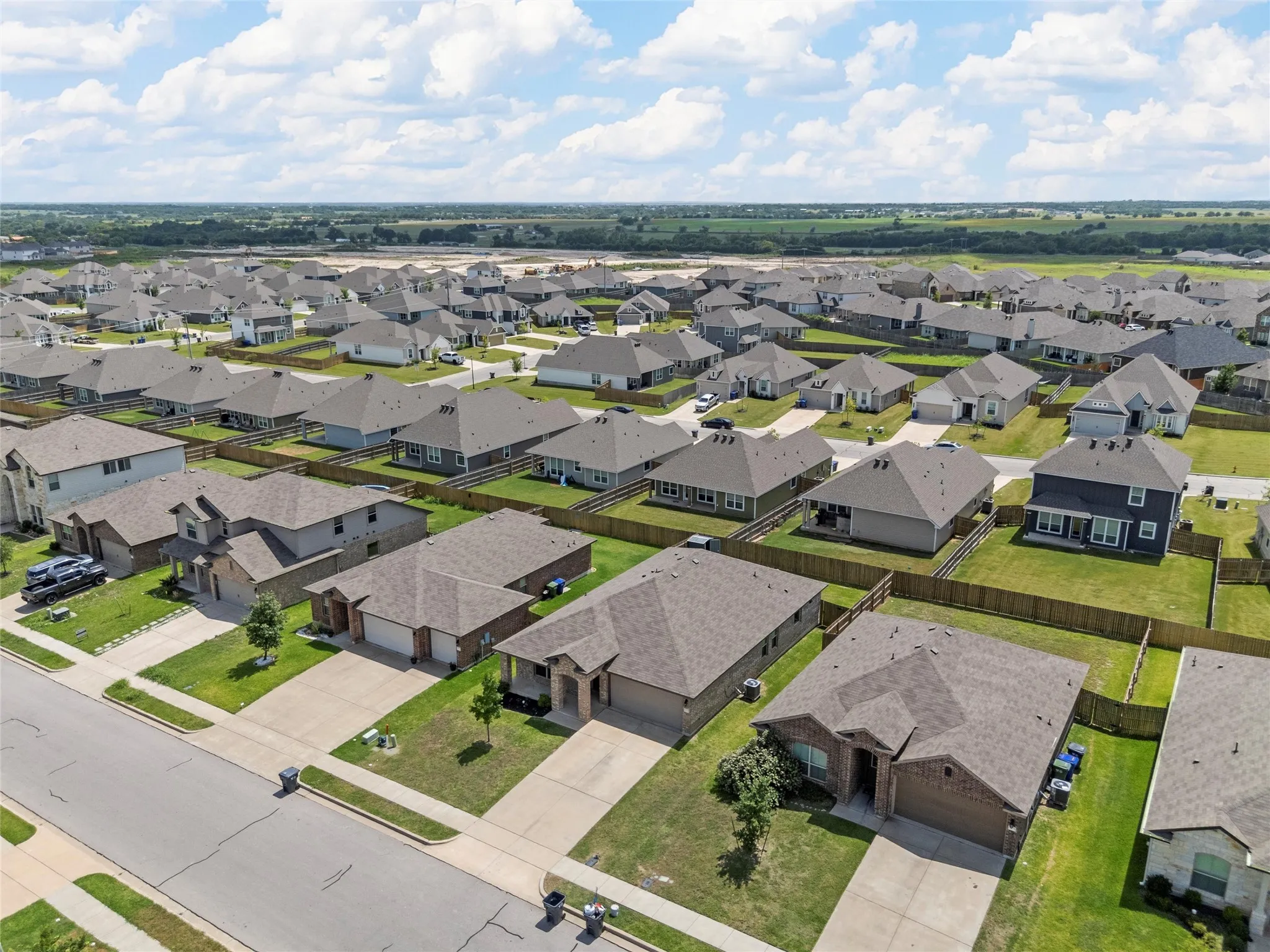Aerial perspective of suburban area