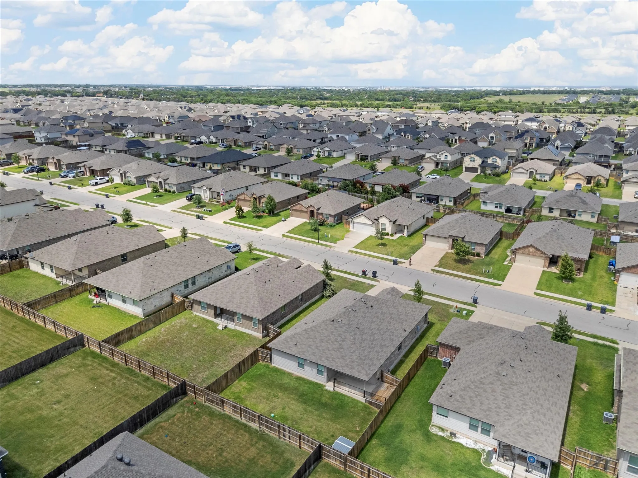 Aerial perspective of suburban area