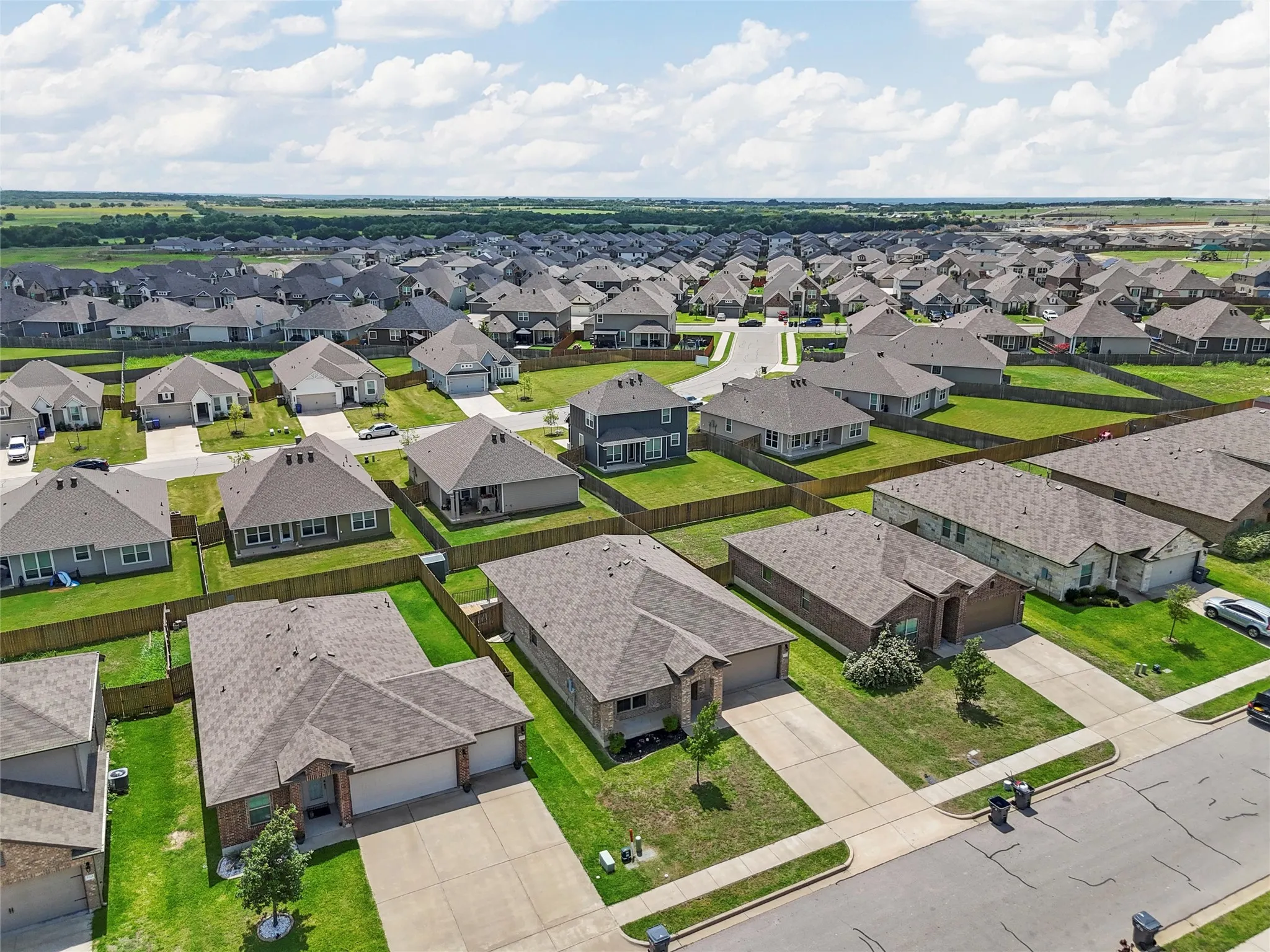 Aerial perspective of suburban area