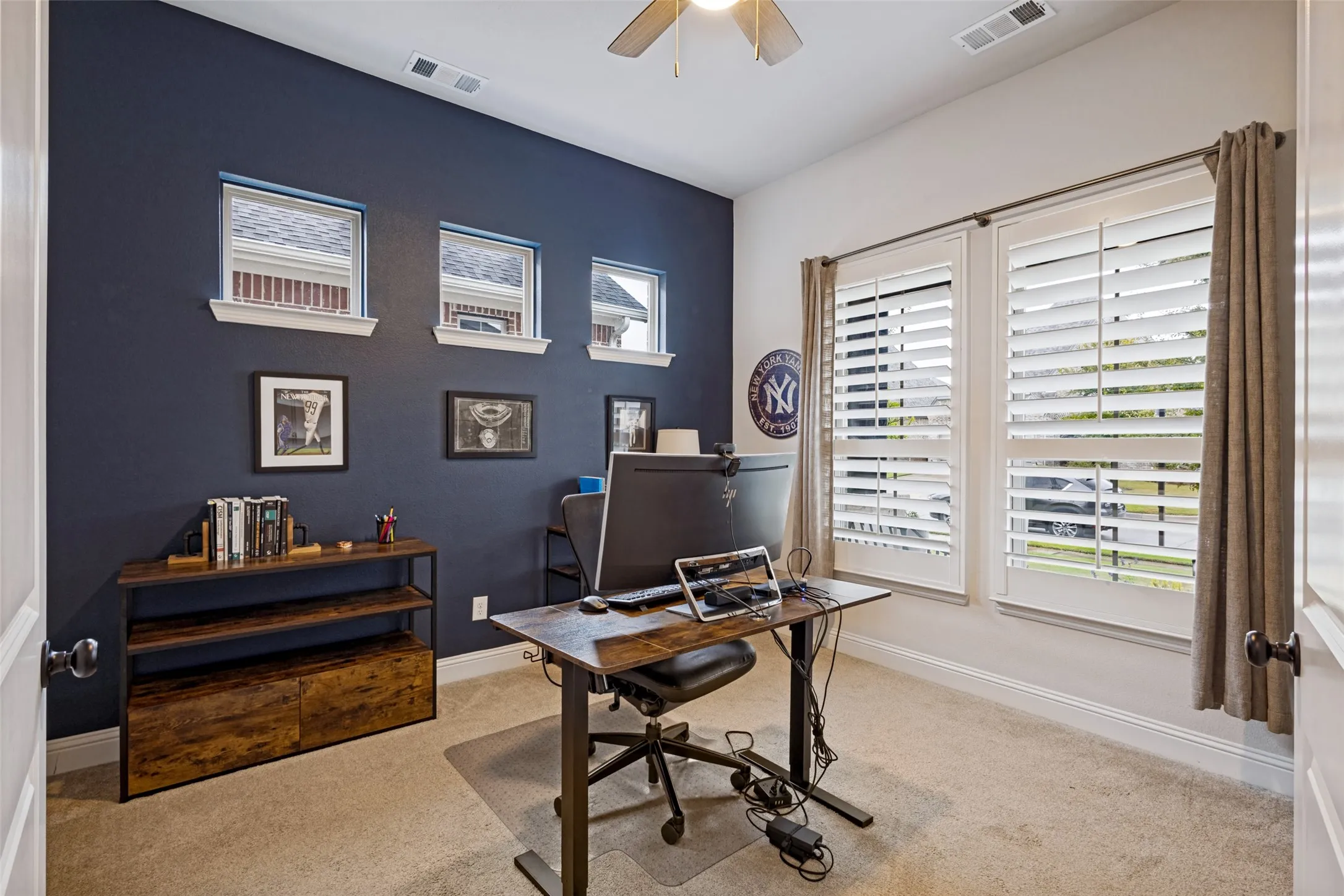 Large office with large windows for natural lighting