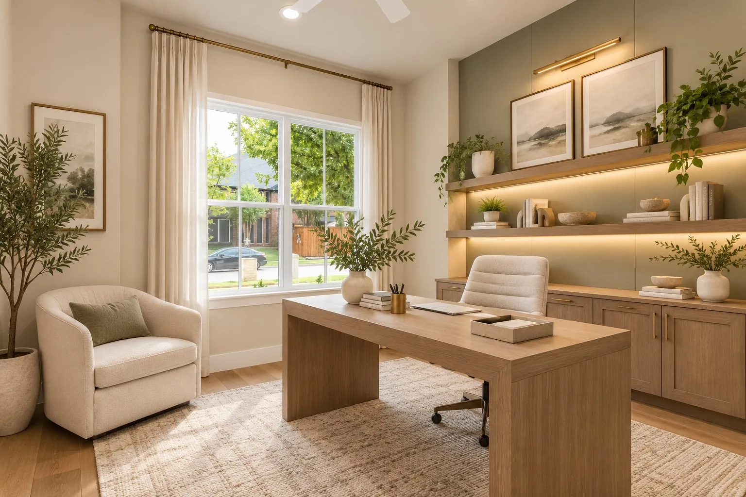 Wood-finish flooring throughout