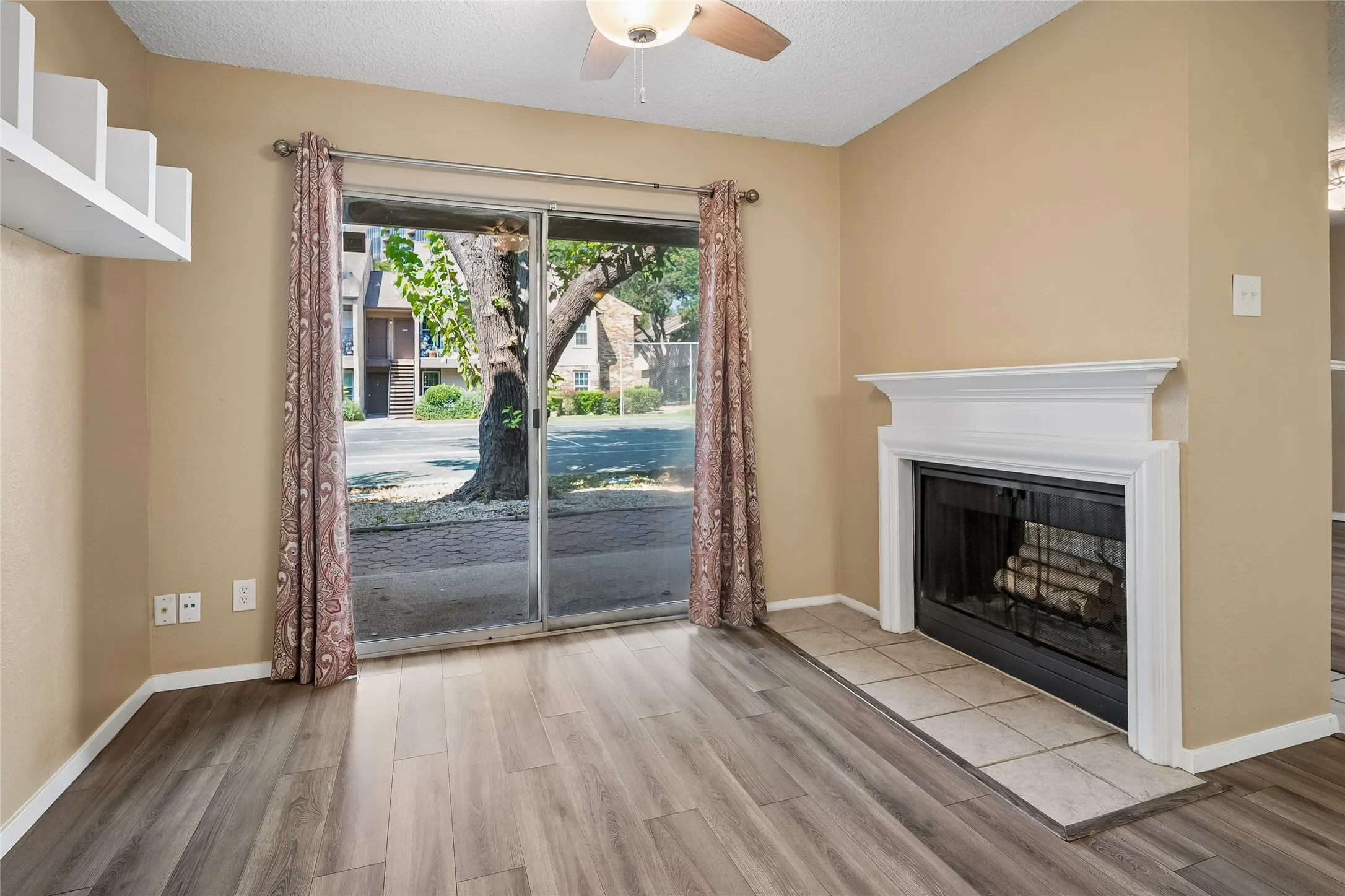 Office or den area with fireplace