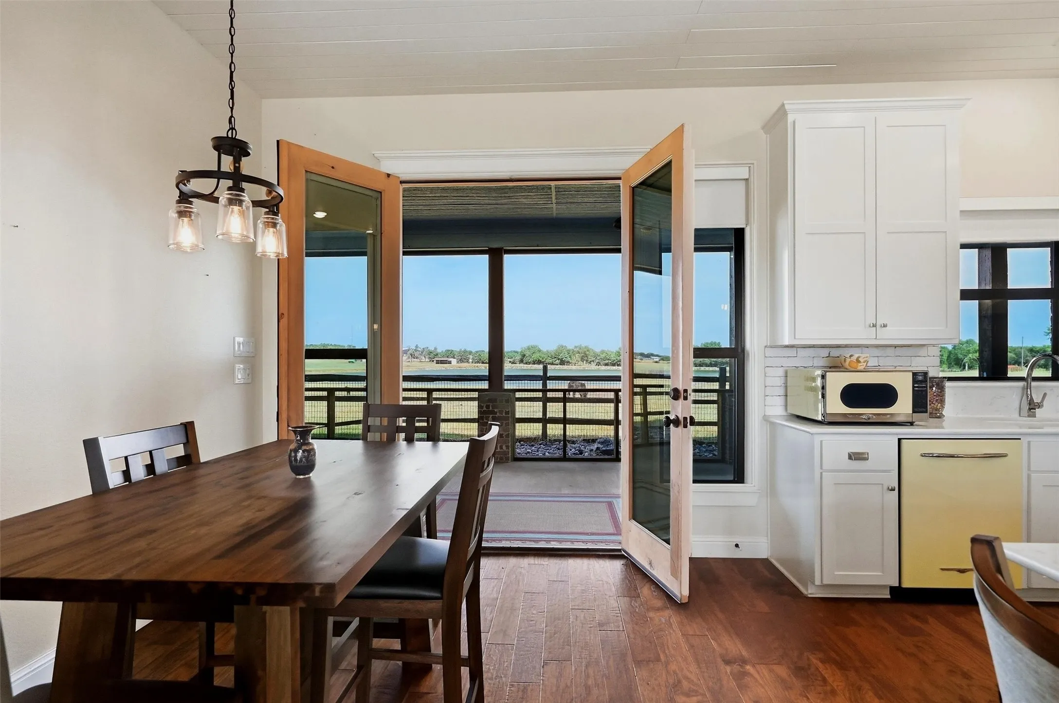 Dining area with direct access to covered back porch.