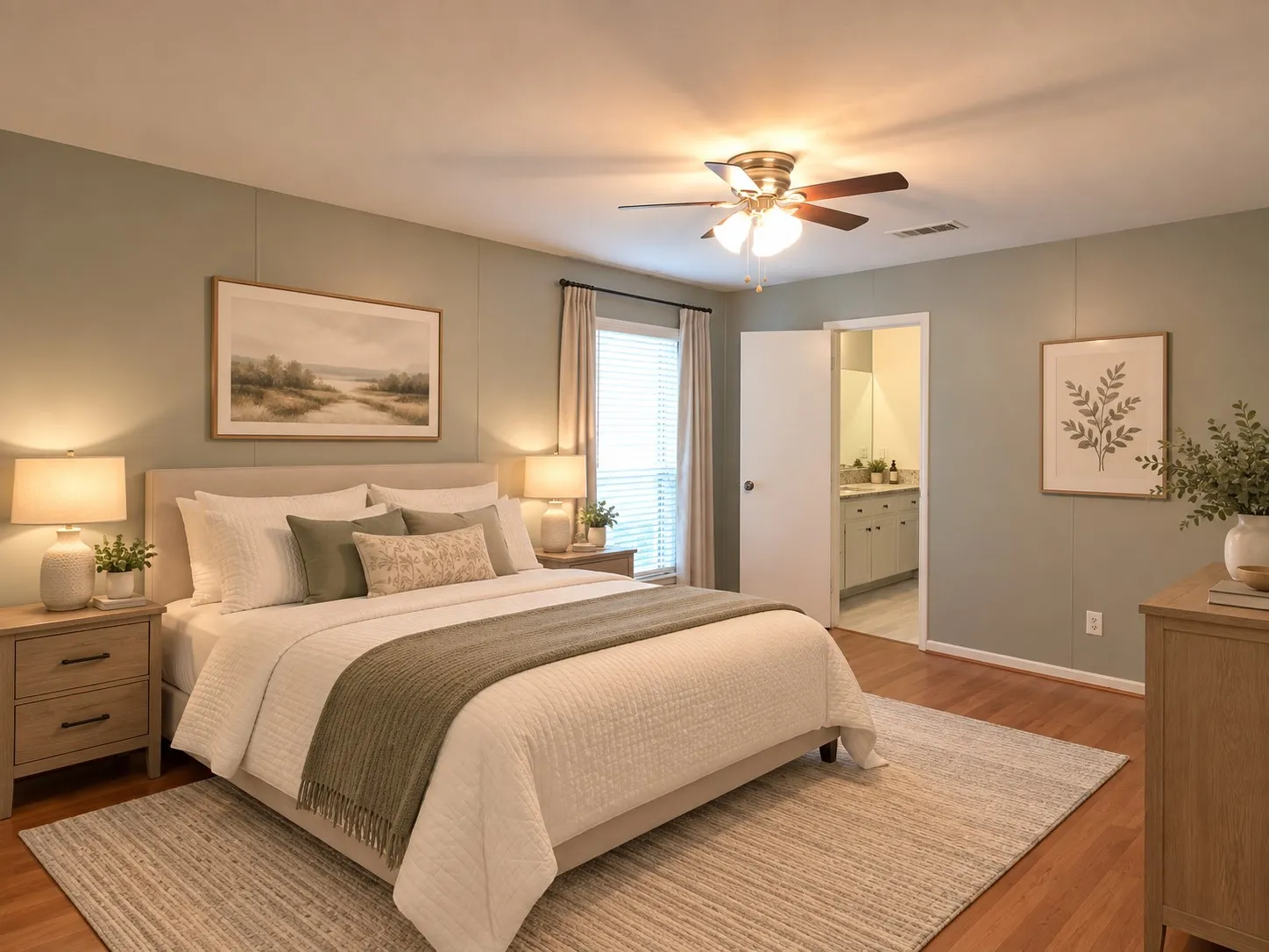 Hardwood-style flooring throughout