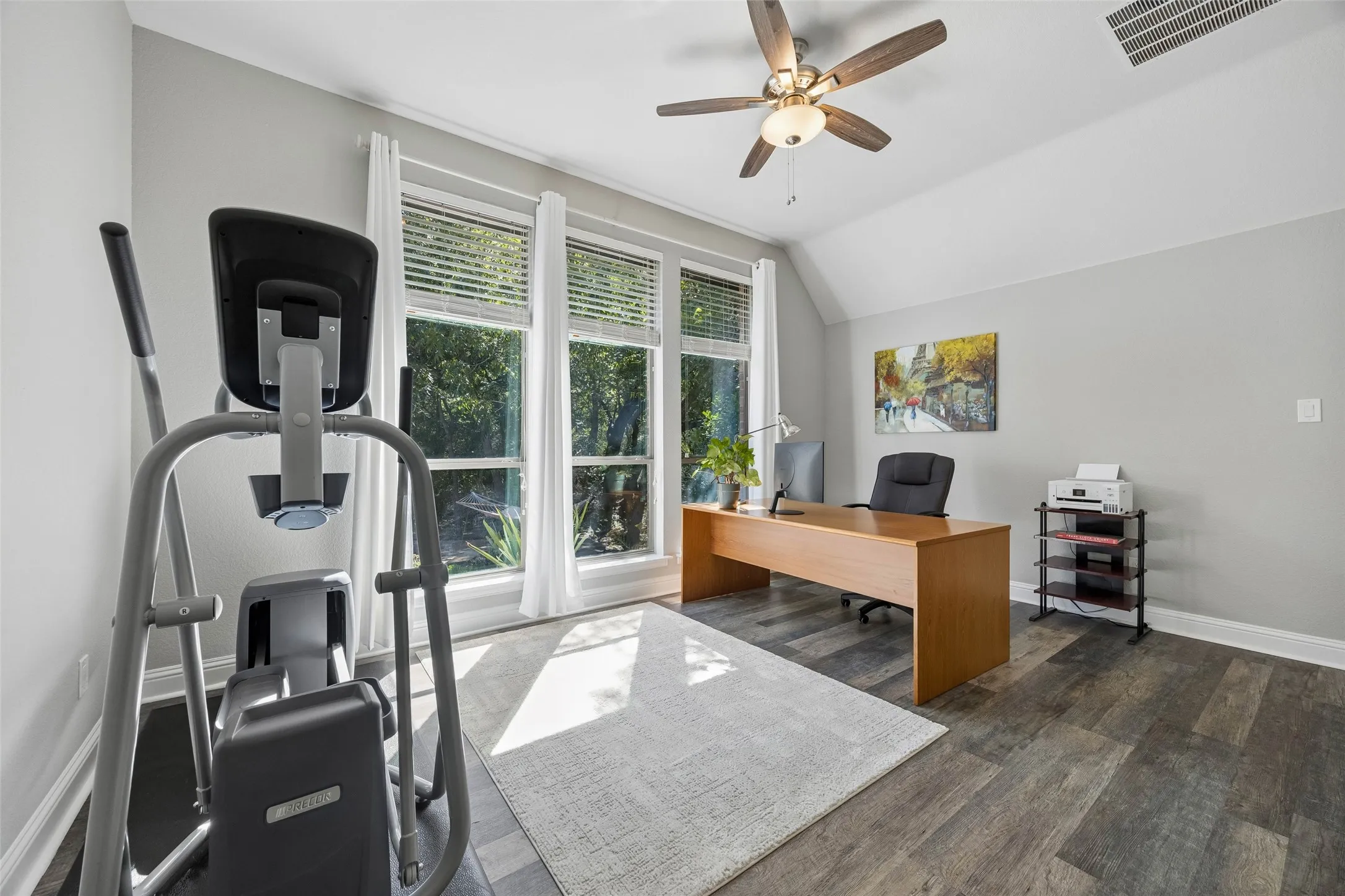 Bedroom currently utilized as an office with more amazing pool views