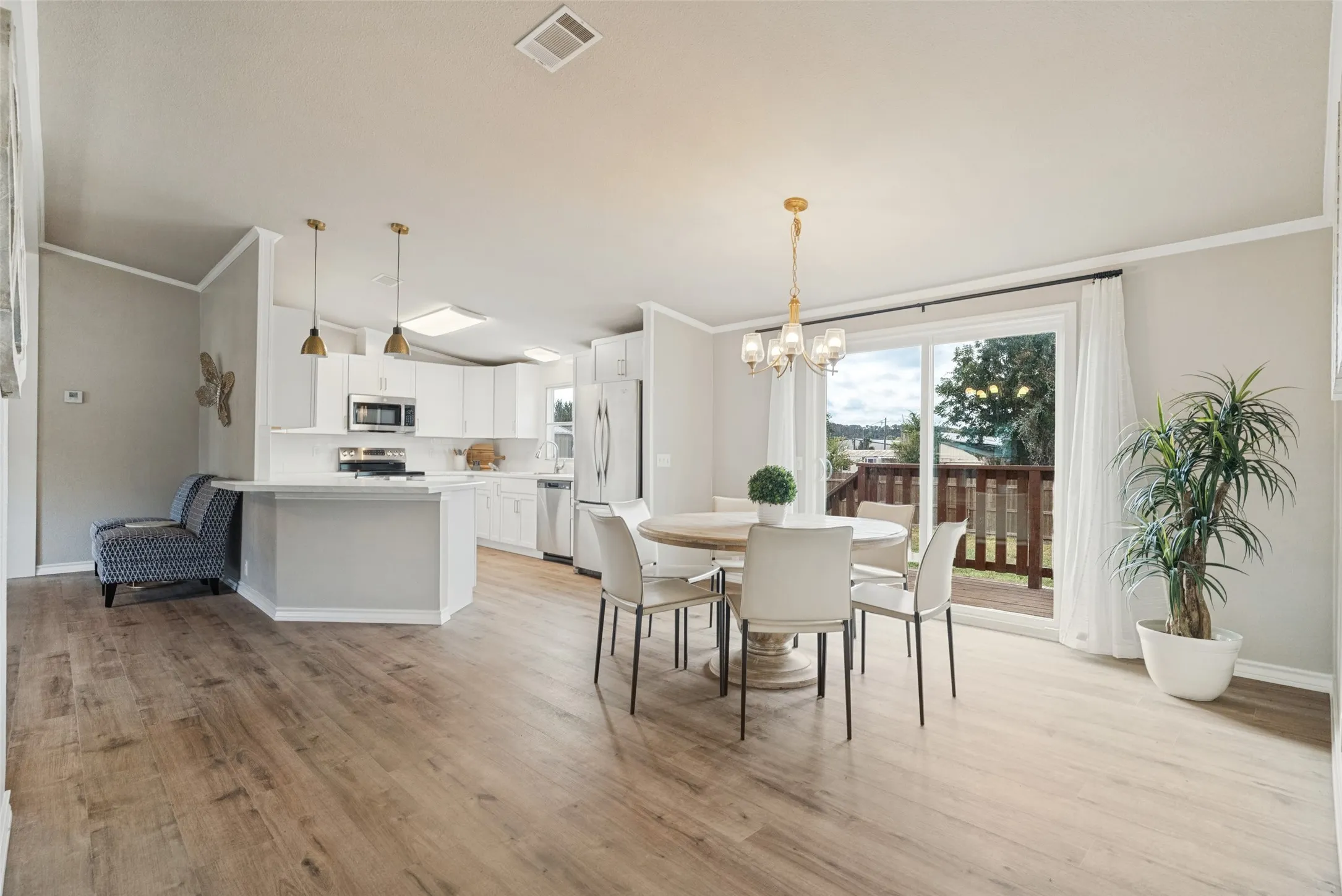 Open living, dining and kitchen