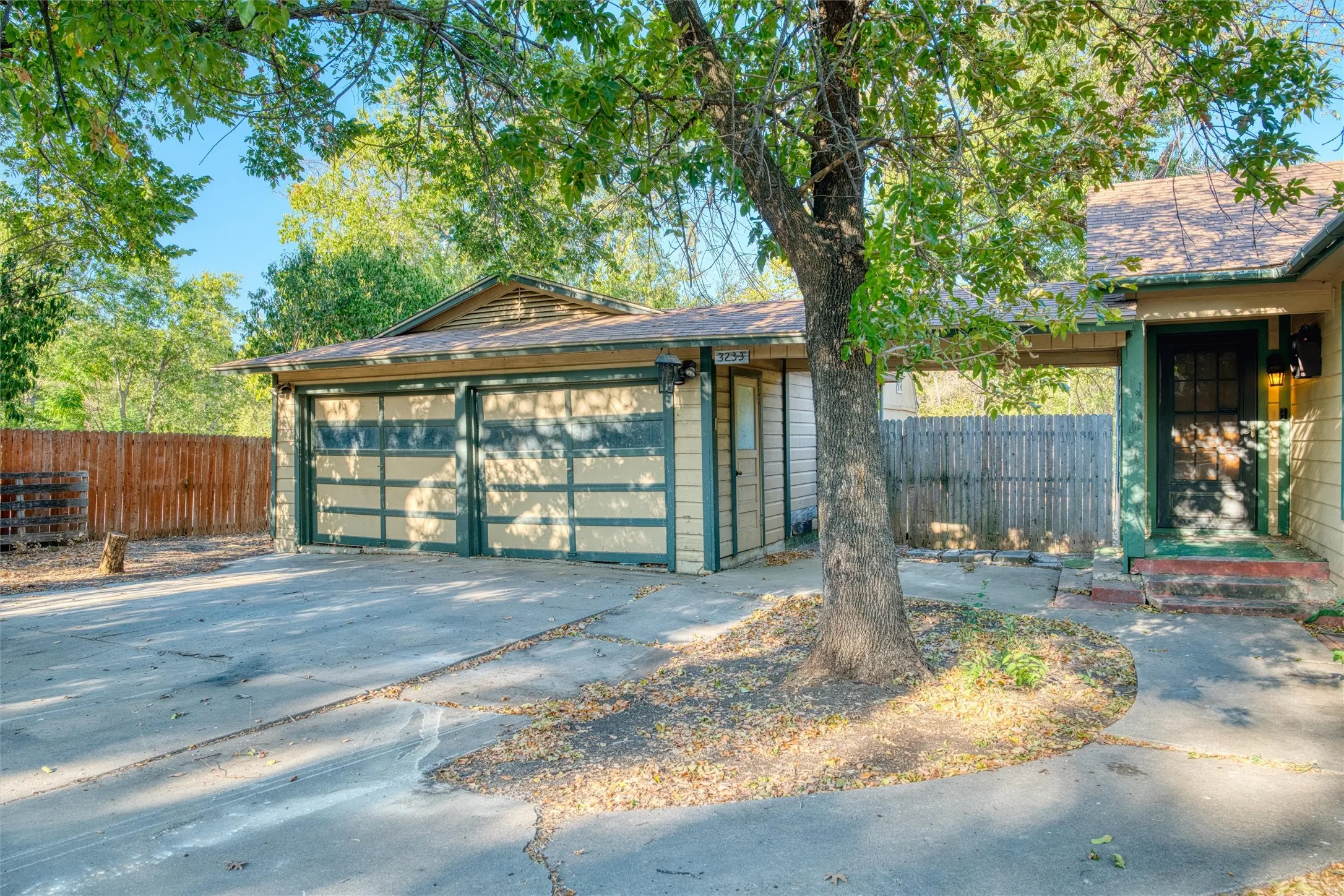 Two-car garage and front entry