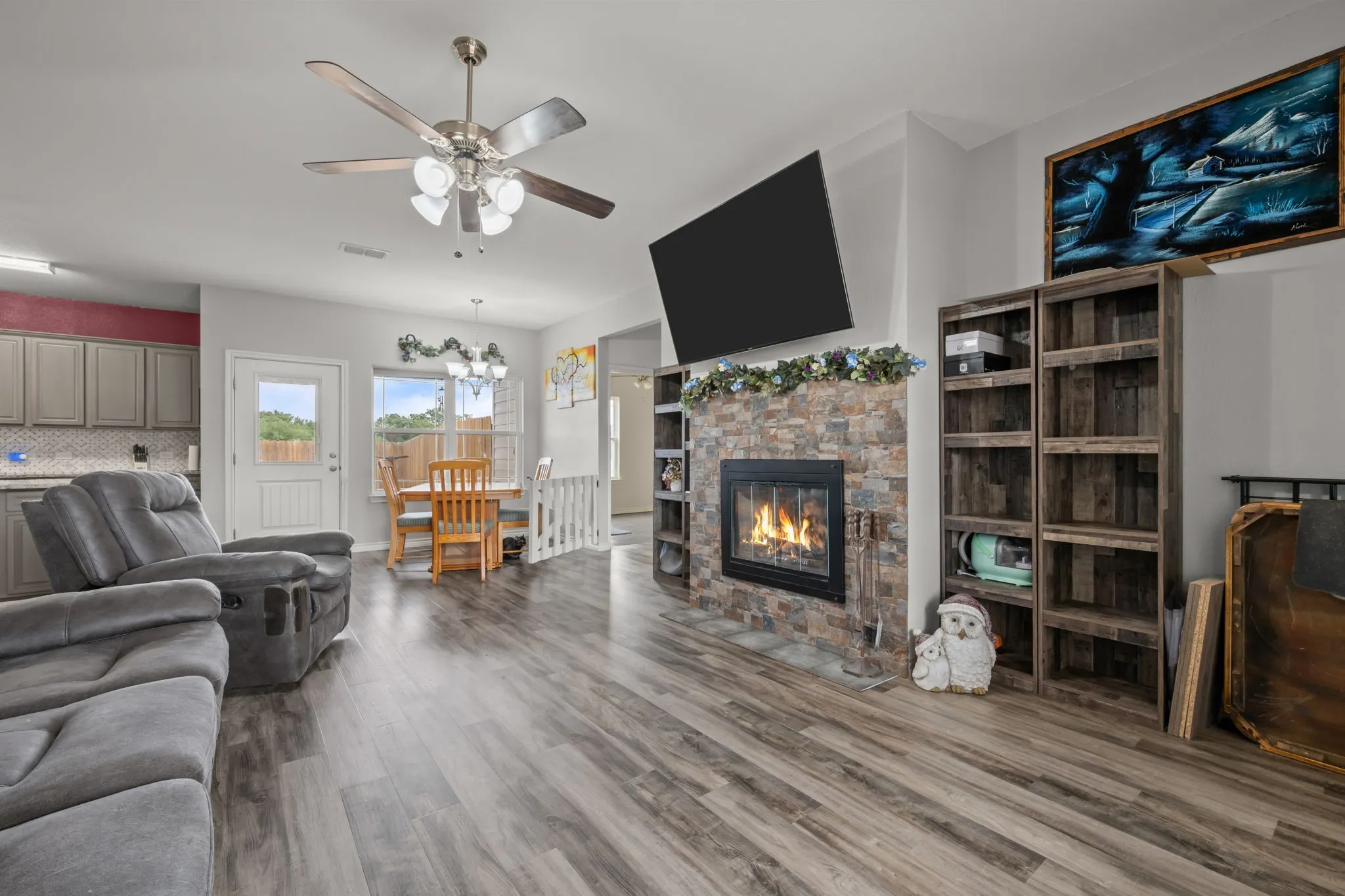 Living room with fireplace