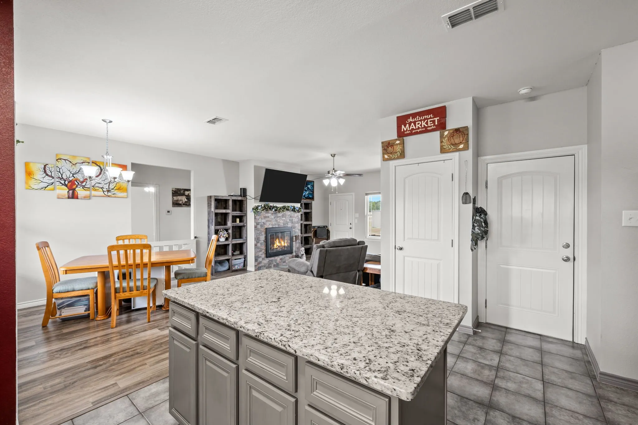 Kitchen island toward dining