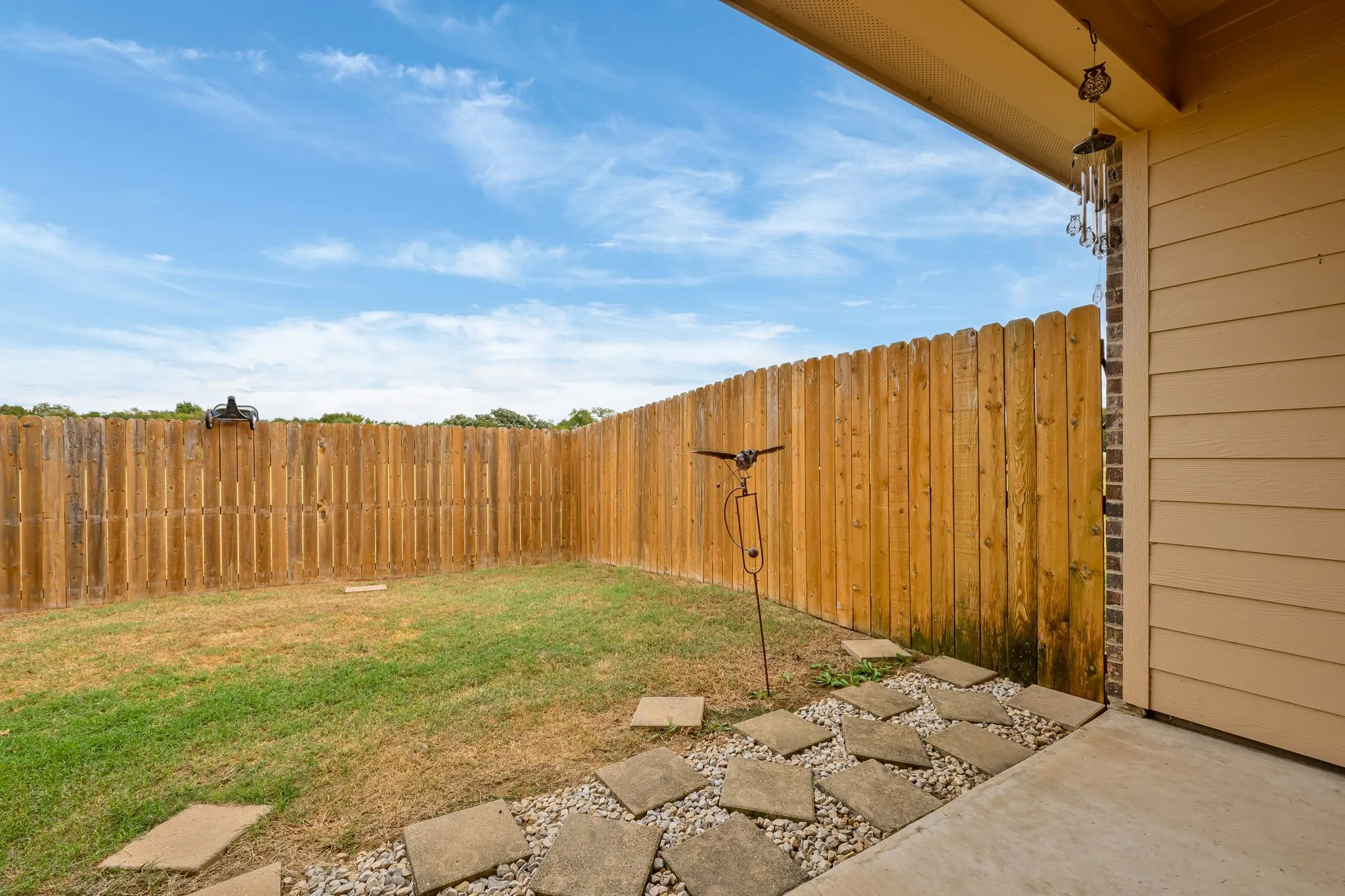 Fenced backyard