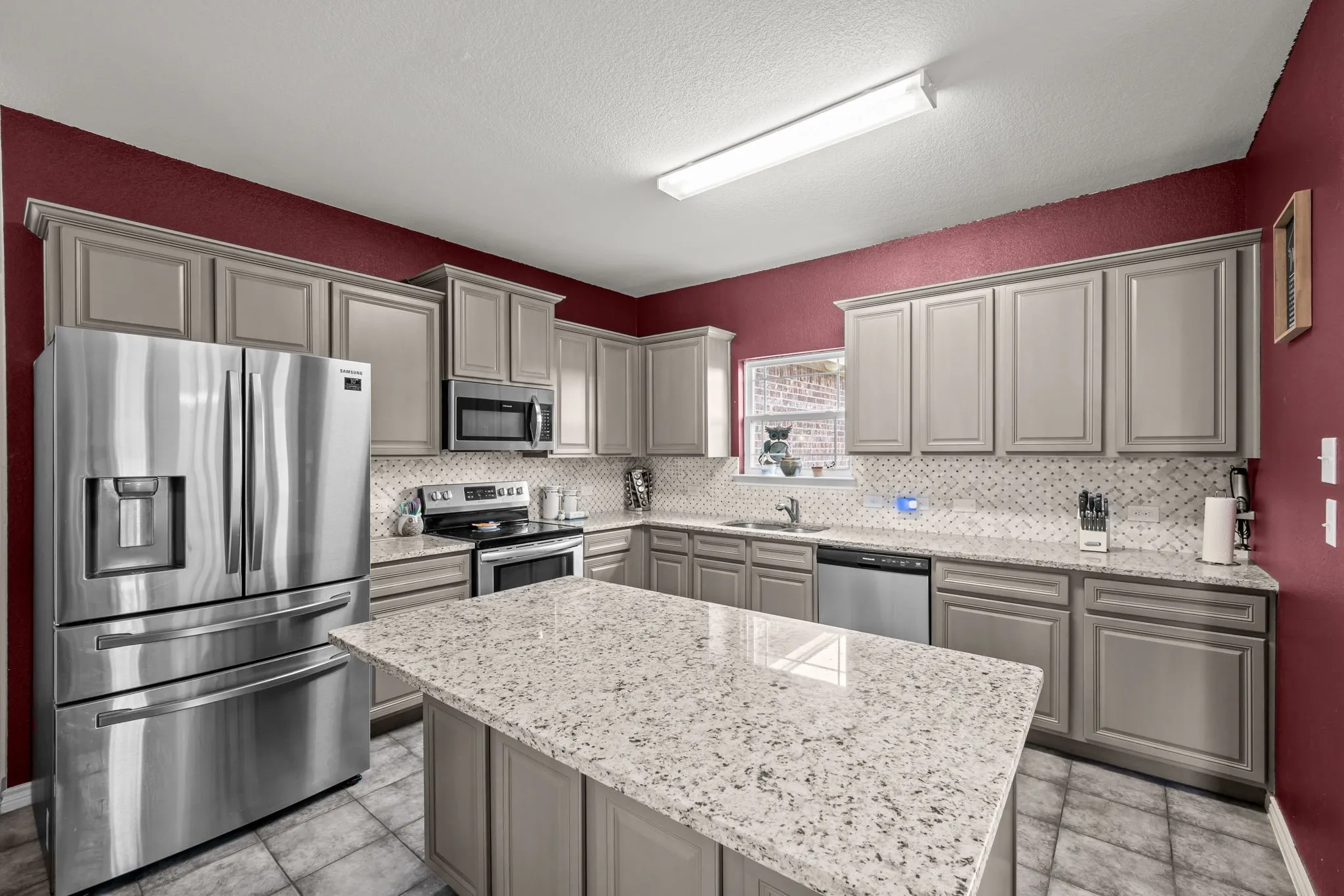 Kitchen with granite island