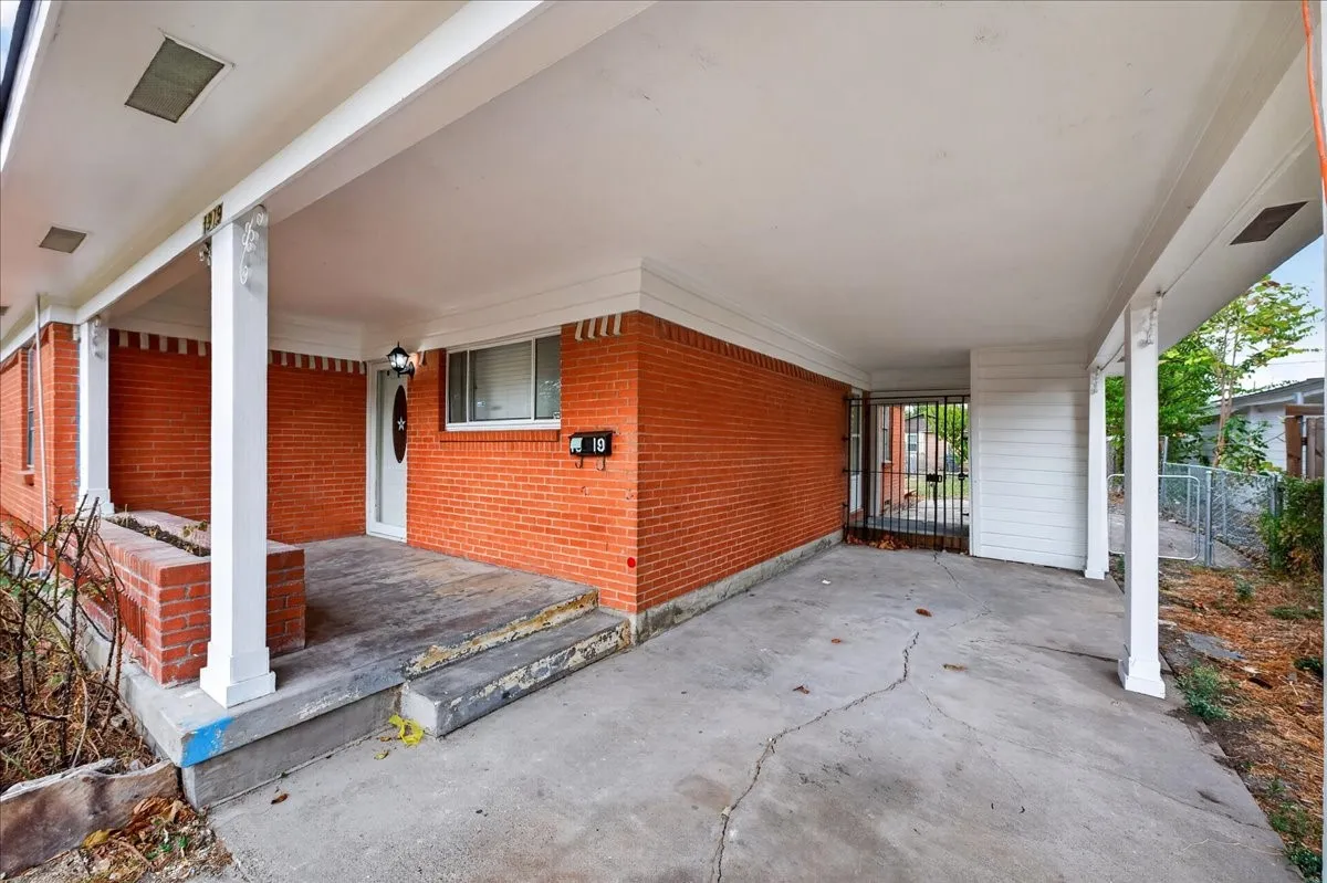 Brick facade with white trim