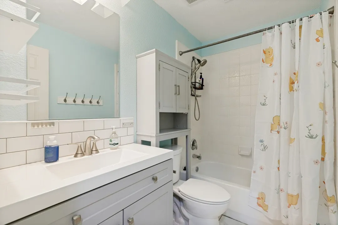 Well-appointed upstairs bathroom conveniently located near the secondary bedrooms.