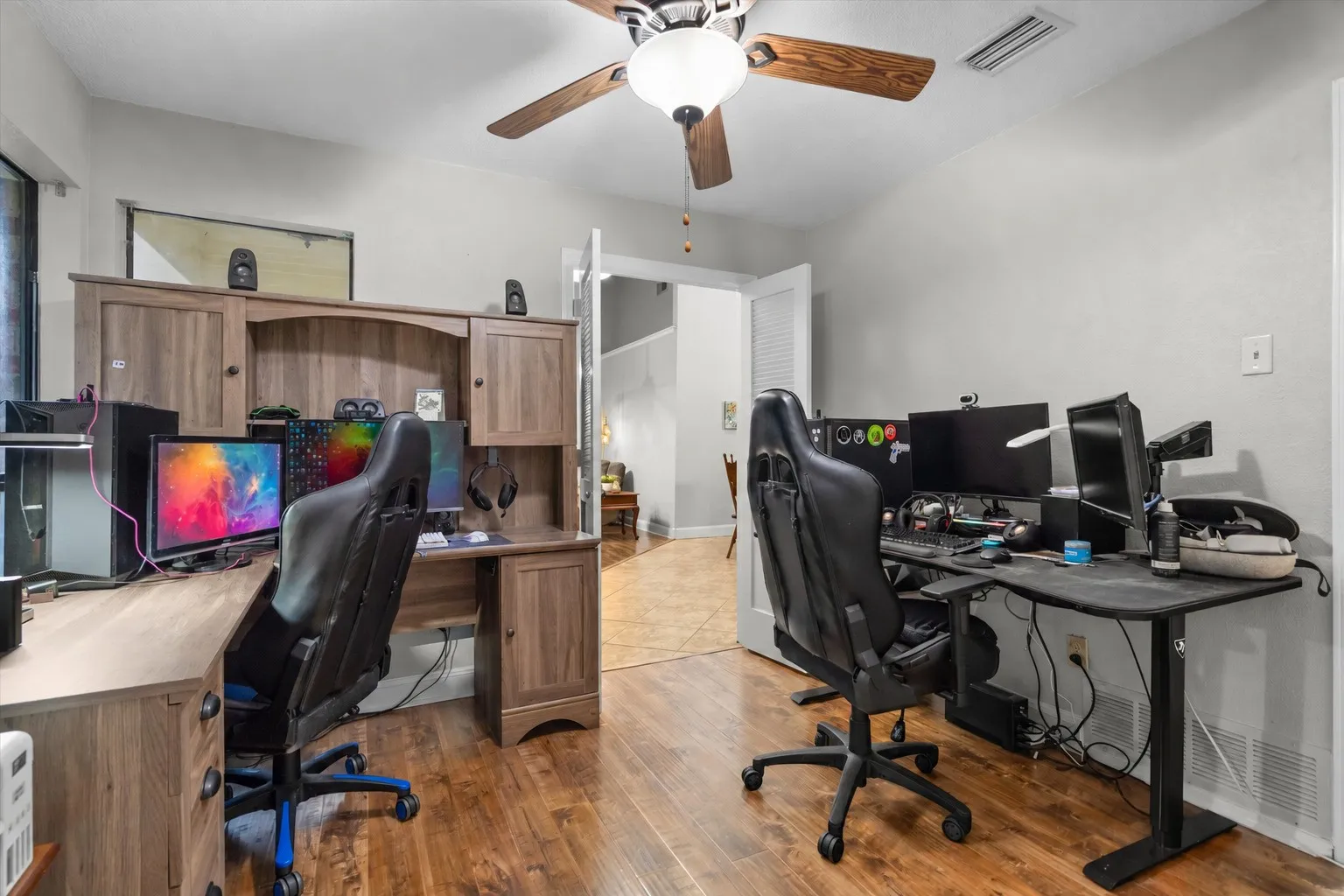Bedroom 3 is being used as an office.