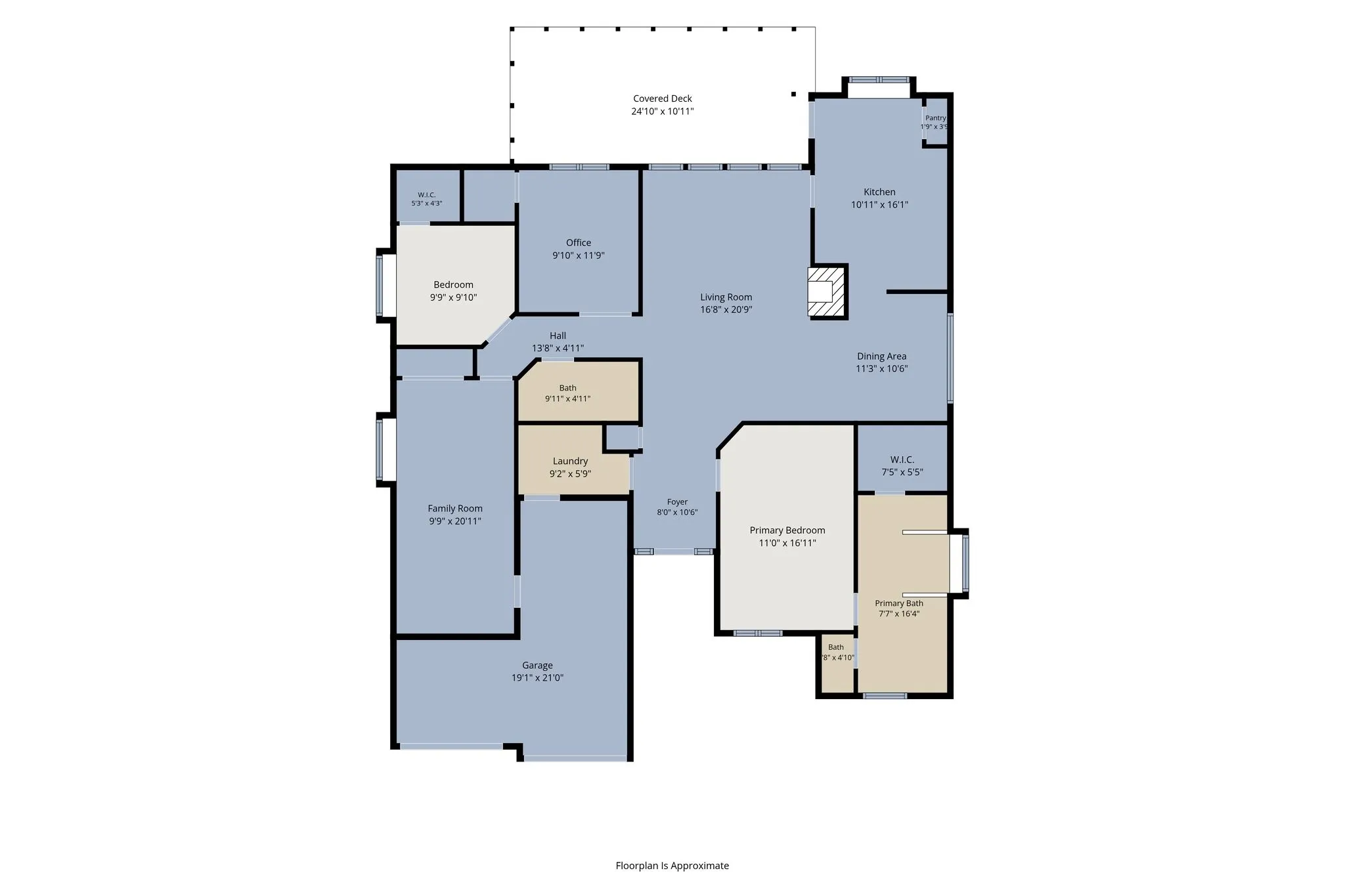 Floor plan, 1/4 of garage has built-ins  shelves attic above floored