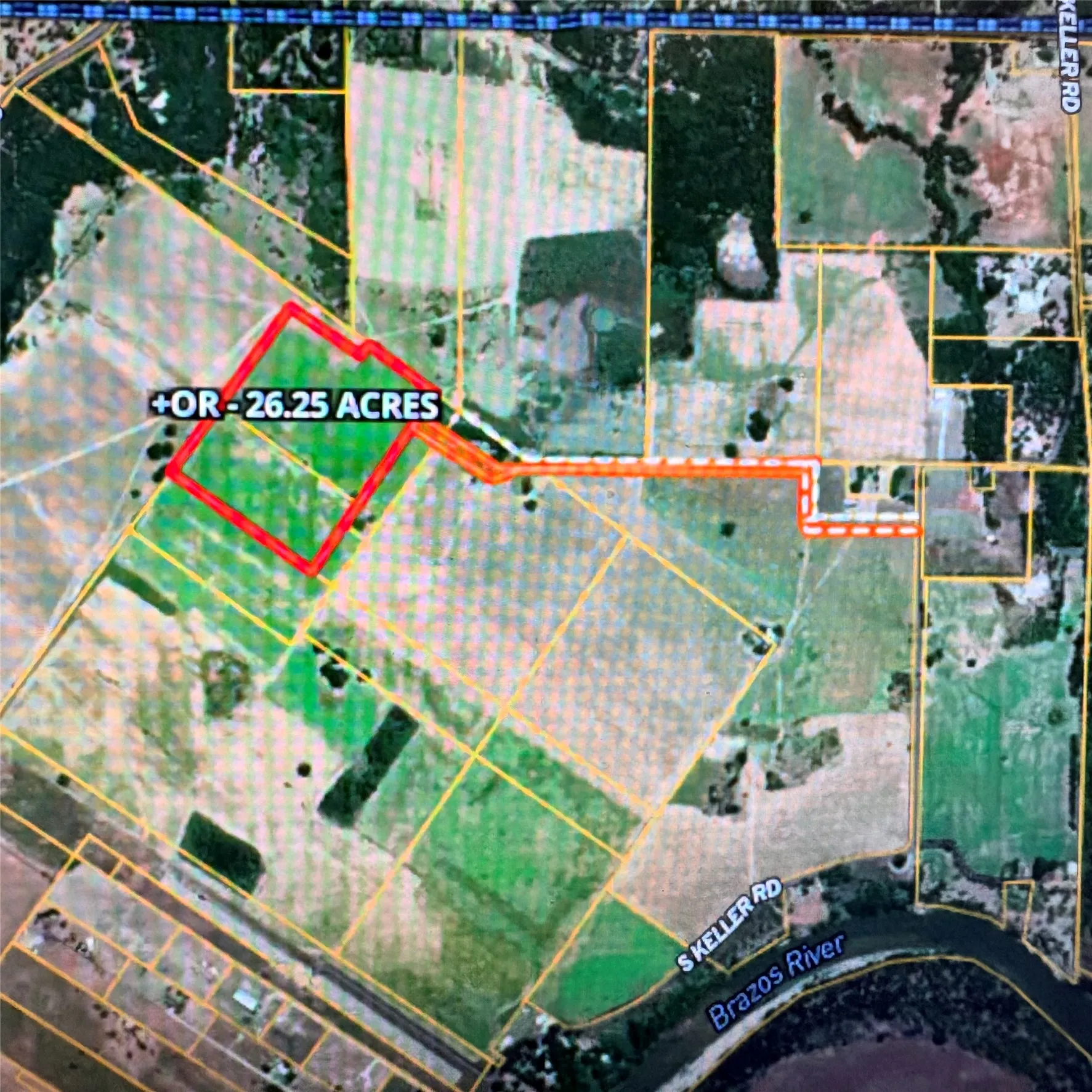 Property Survey. An overhead view displaying property boundaries, acreage, and geographical features of the property