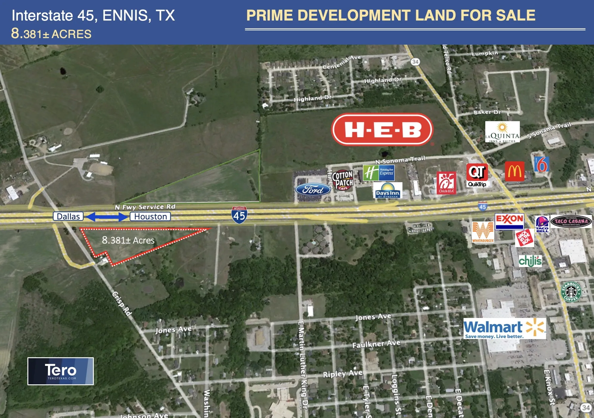 Unimproved Land For Sale in Ellis County , TBD 8.38 ac Interstate 45, Ennis, Texas 75119, 0, 0, Garage spaces, 0 Sqft, built in 1800, mls#21403282, Real Estate Agent in Ennis, Homes For Sale in Ellis county, Homes For Sale in Ennis, Realtor in Ennis Texas, Real Estate Brokerage Independent Realty Texas, Luminita Cordes Realtor