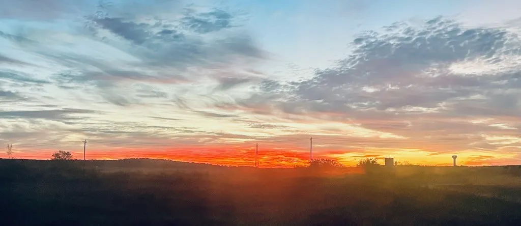 View of sunrise from patio.