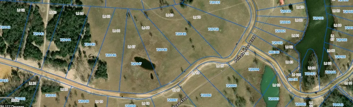 Plat Map. Aerial view showing property boundaries, roads, and water features