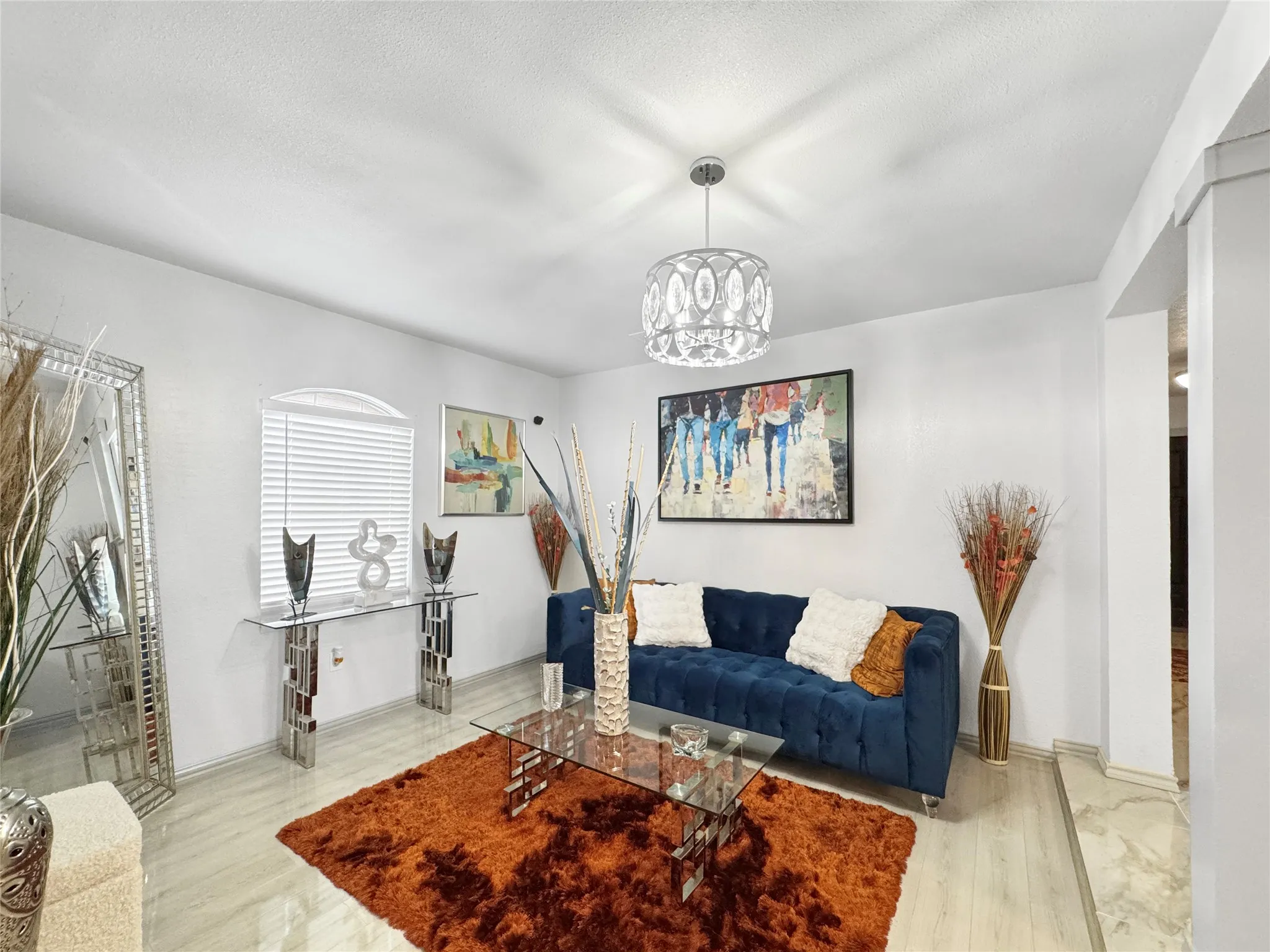 White walls with a recessed arch window