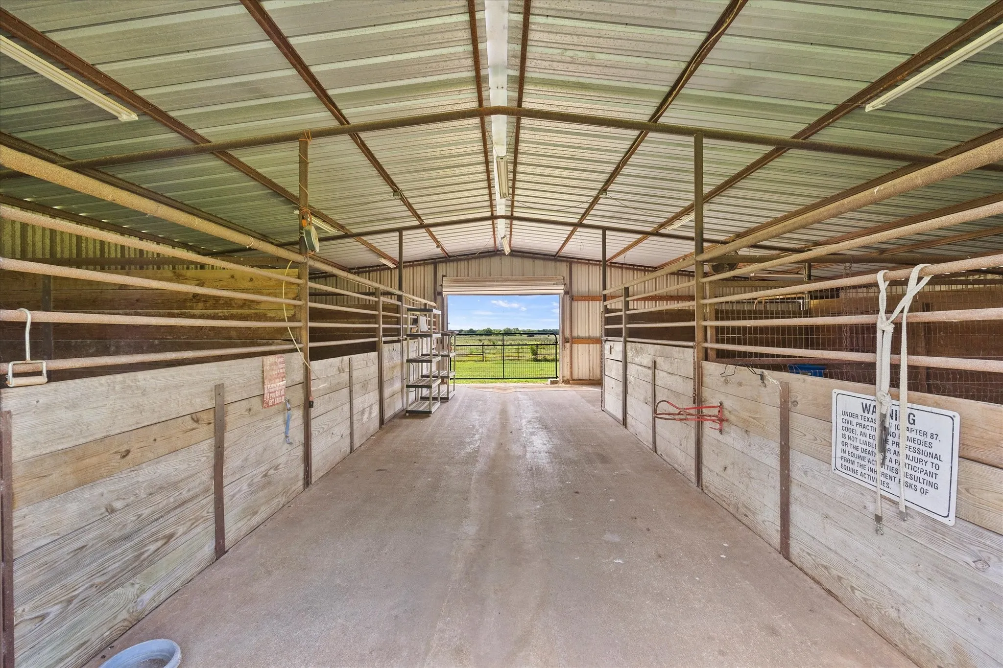 Five stall barn with workshop & storage area.