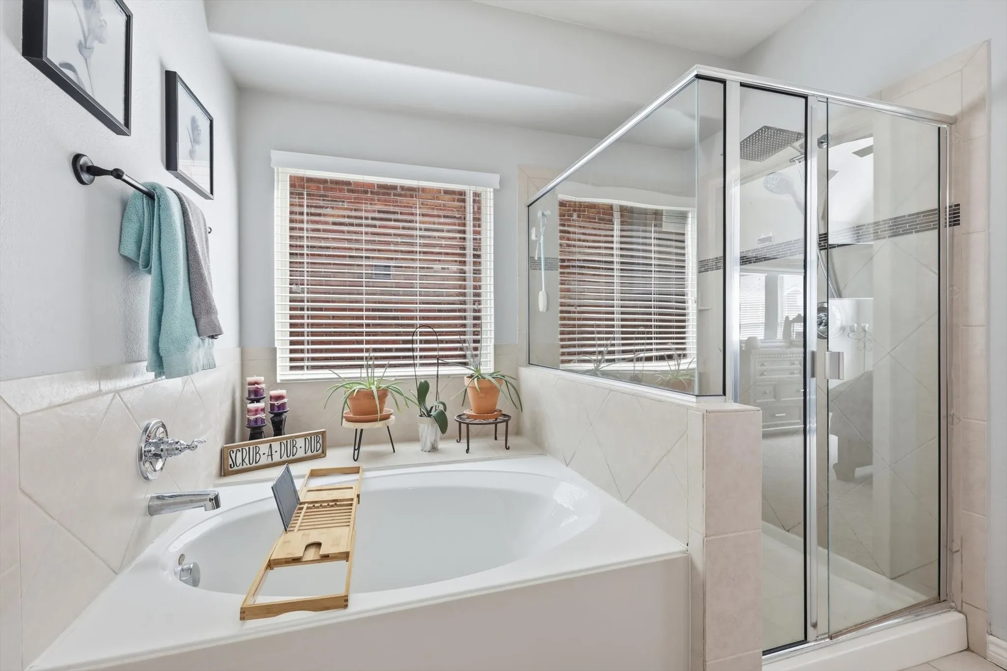 Separate shower and tub