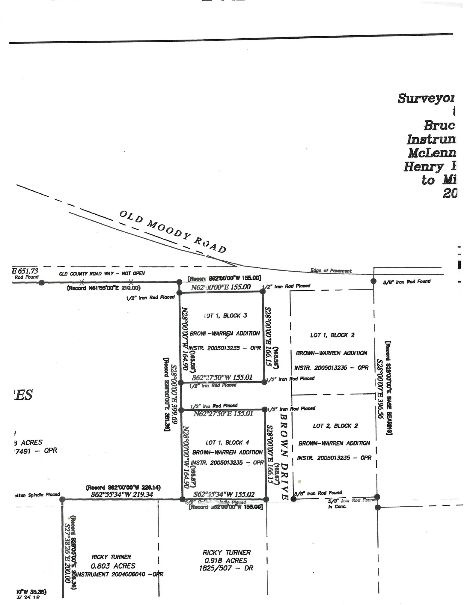 Survey Plat. Illustrating property boundaries, lot divisions, and adjacent roads for the property
