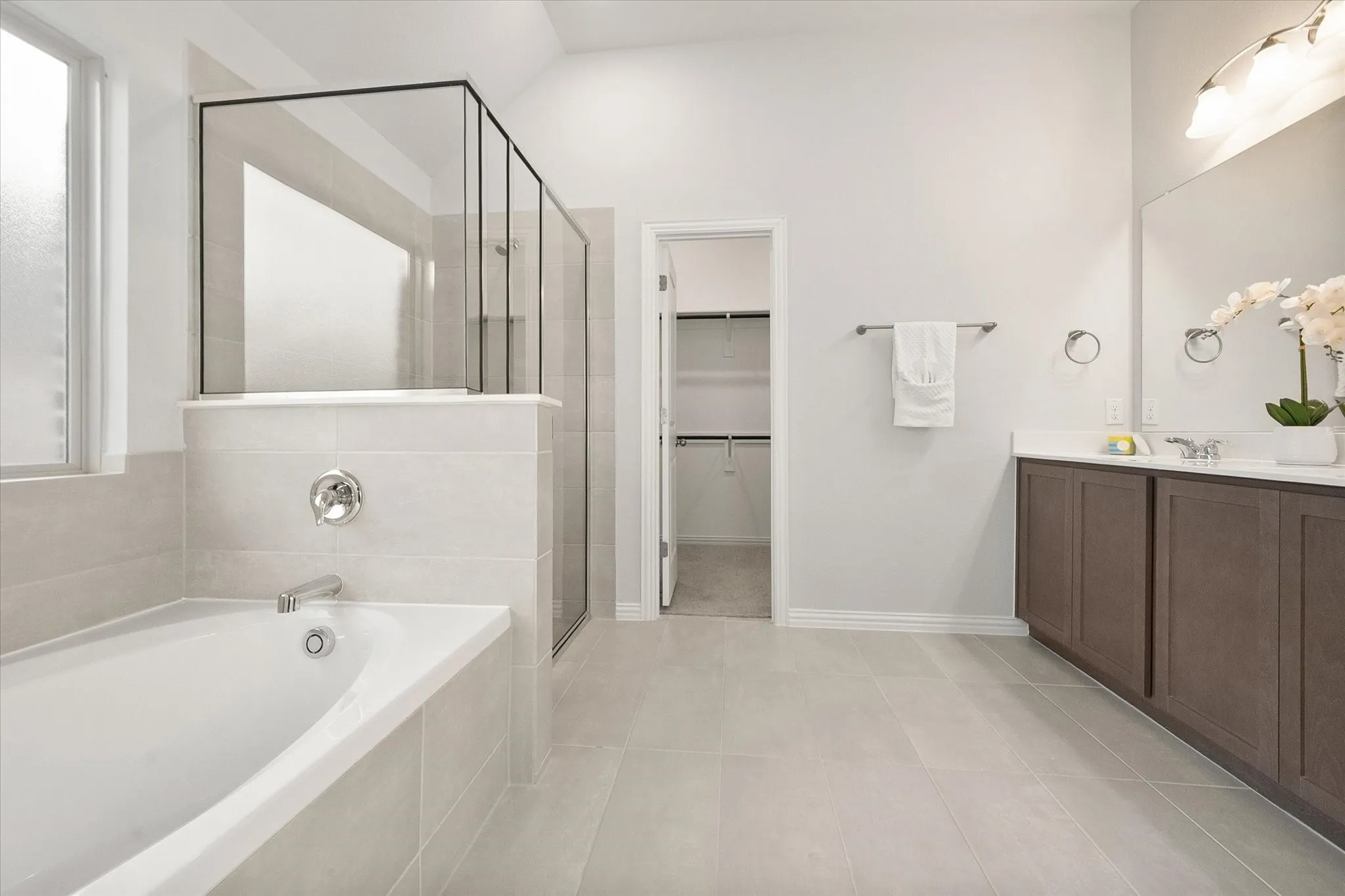 Separate shower and tub