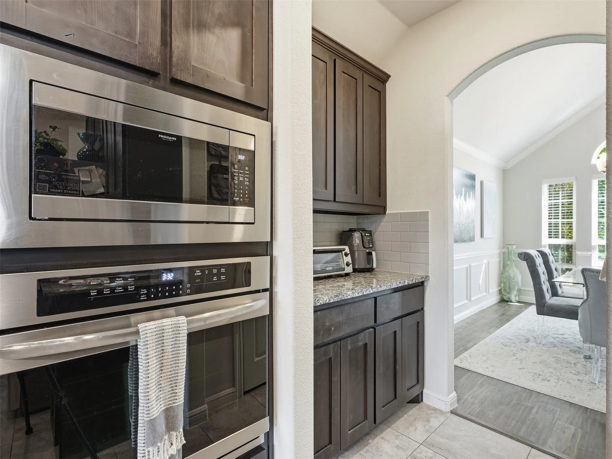 Stainless steel built-in microwave and oven combination