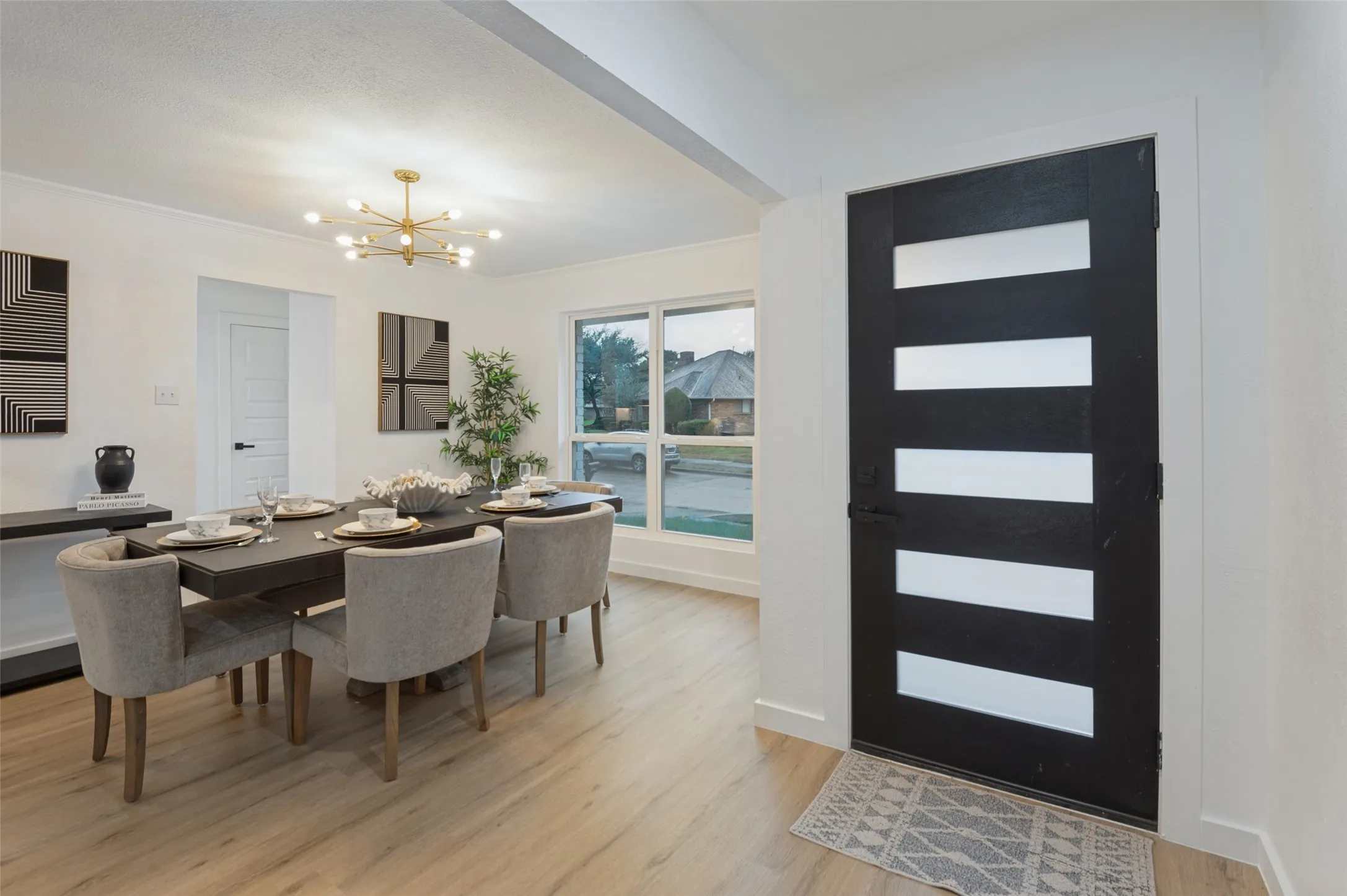 entry way and dining room