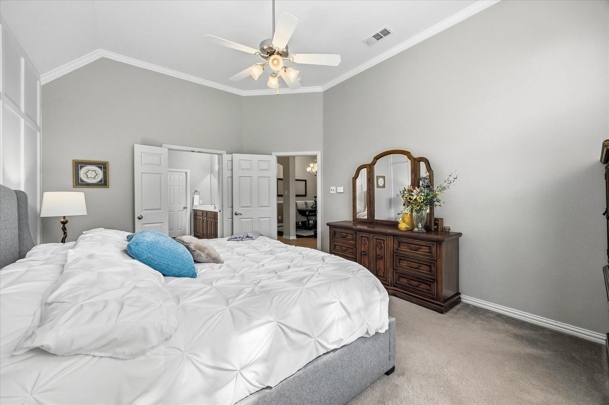 Spacious master bedroom opens onto ensuite master bath
