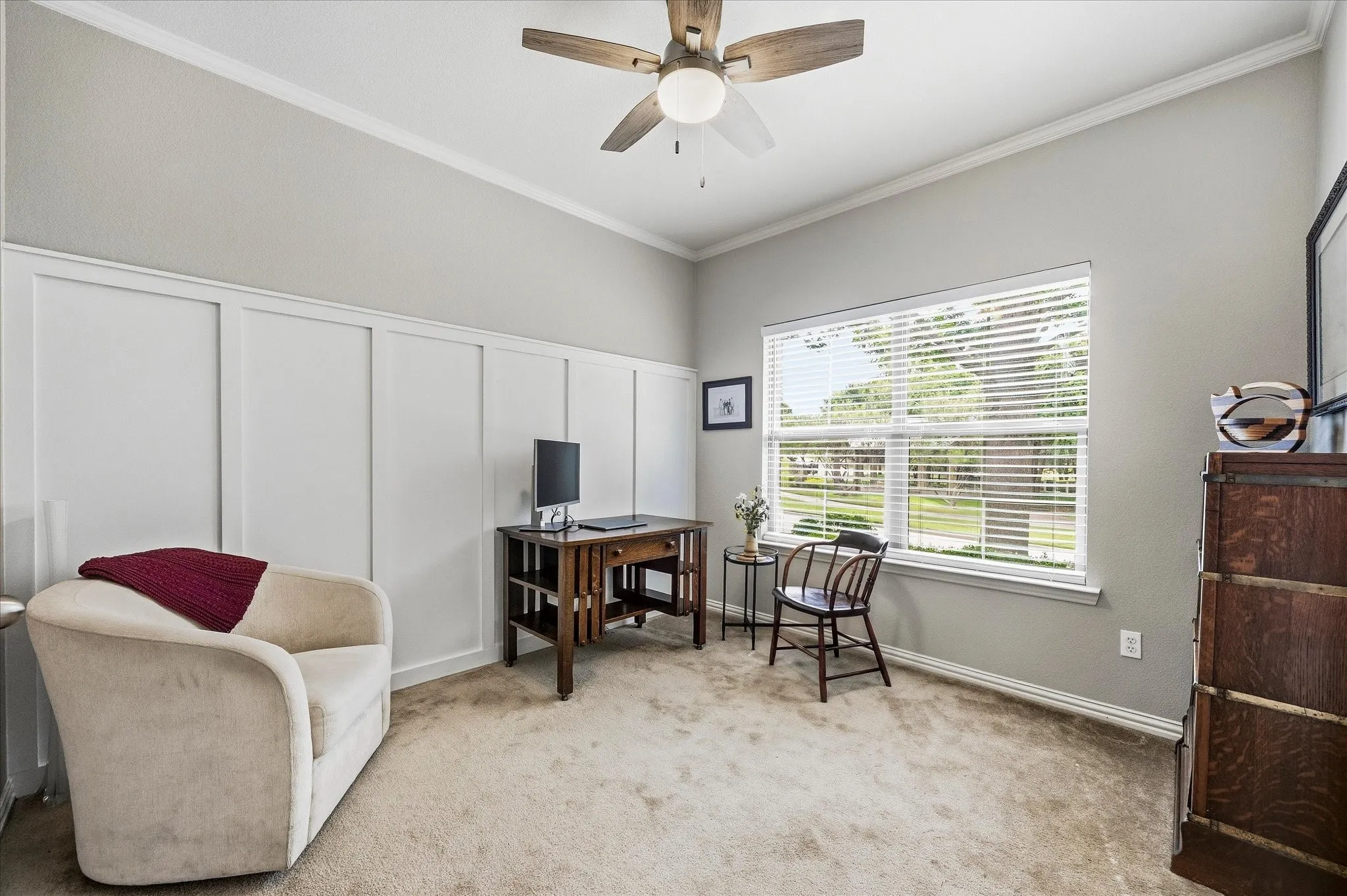 Beautifully detailed auxiliary bedroom opens onto 2nd living area.