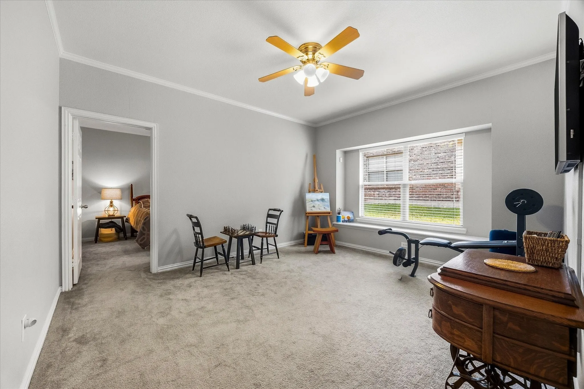 Expansive 2nd living area can double for playroom!