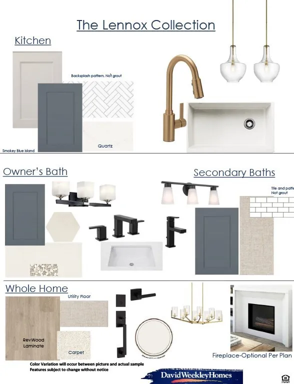 Design Selections Document. Presenting material and finish choices for the property