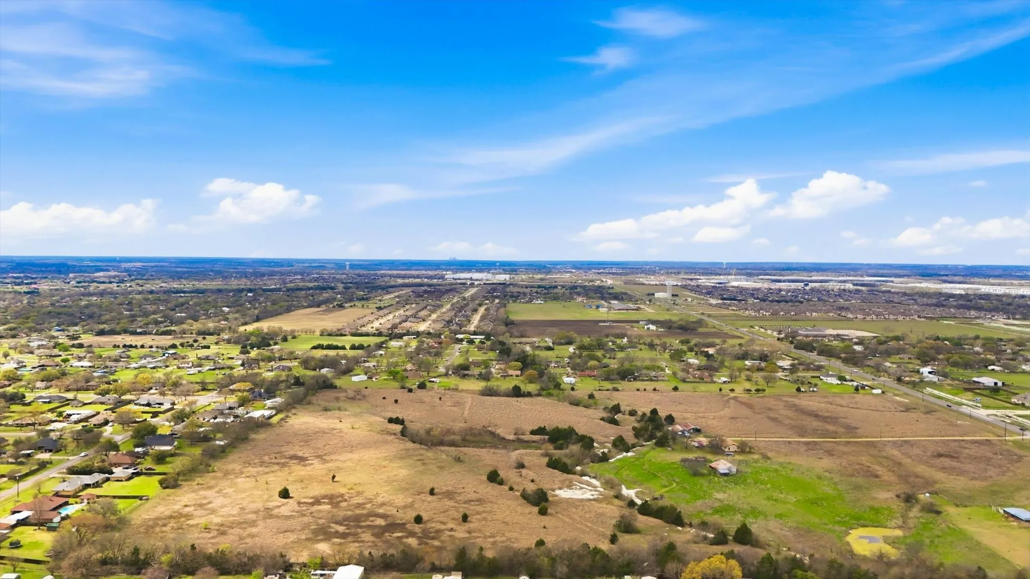 Aerial view of sparsely populated area