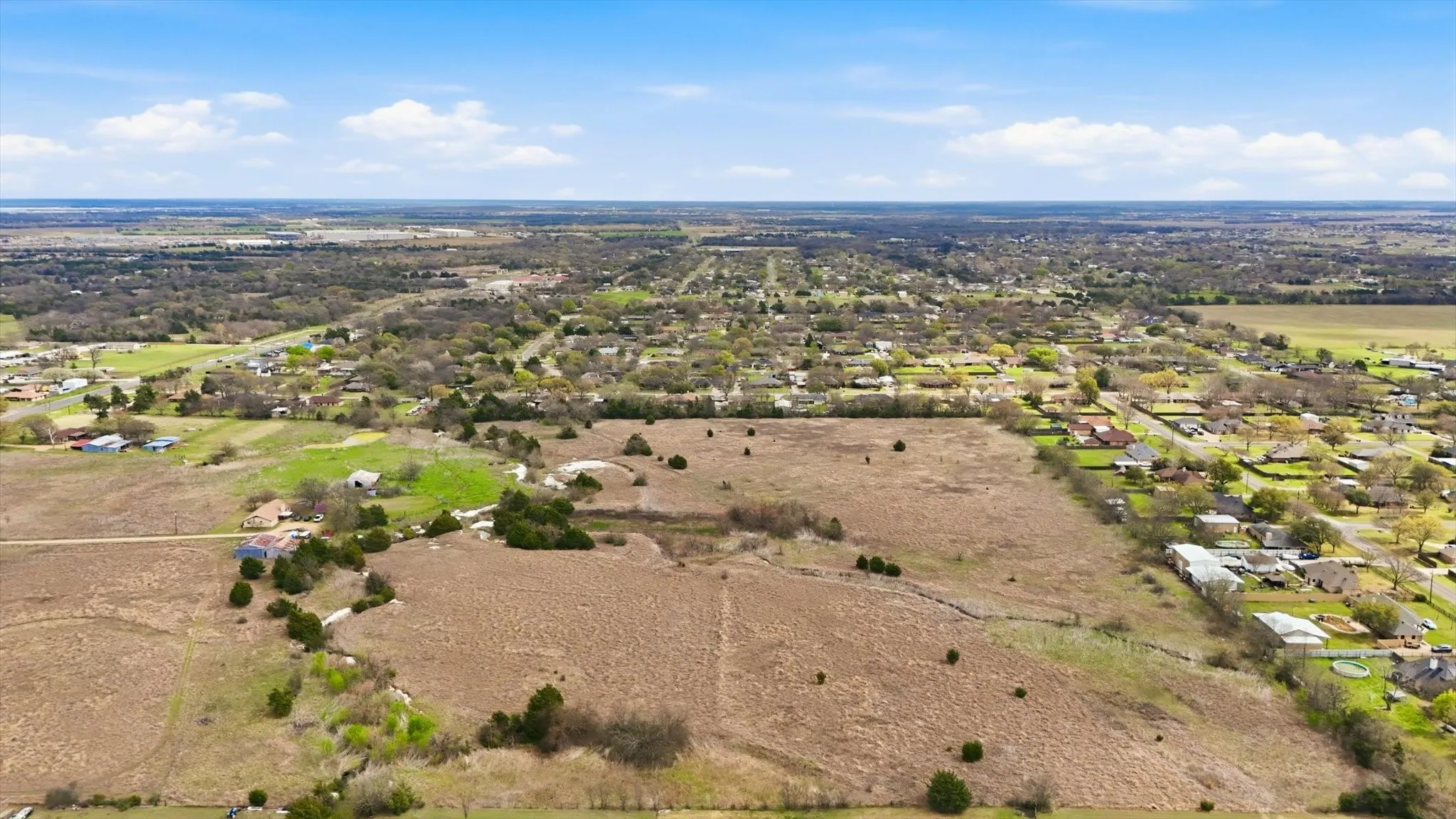 Aerial view of sparsely populated area