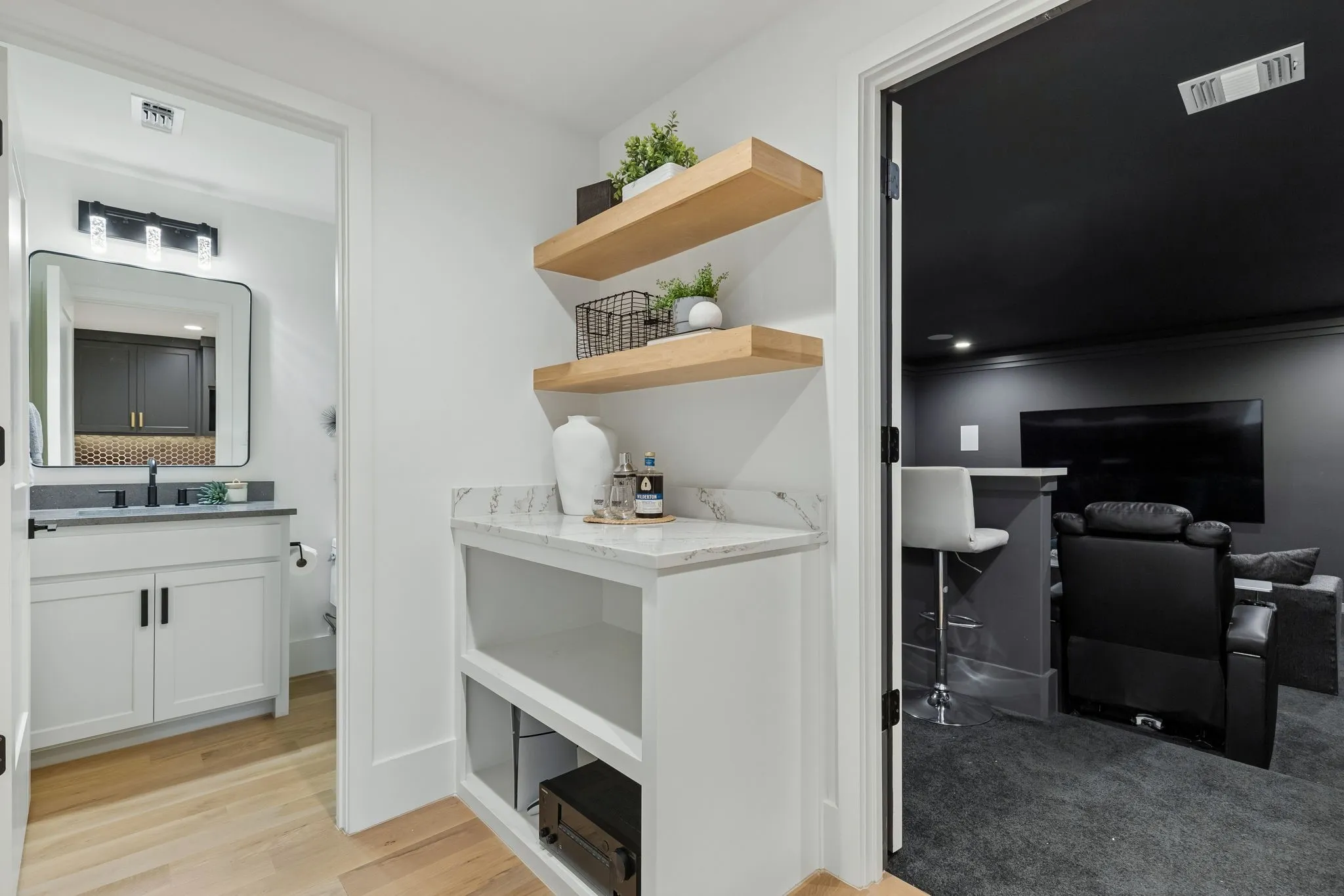 Bathroom to the Media room.