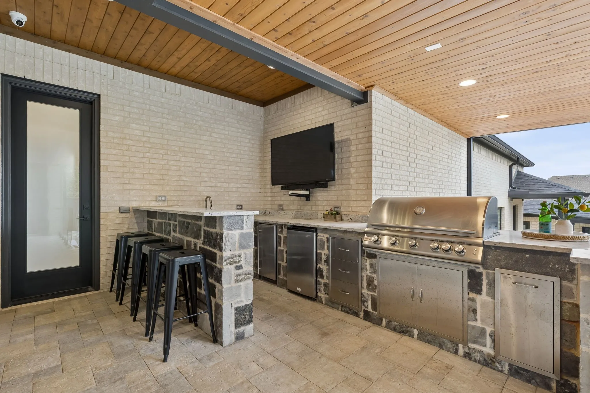 Outdoor grilling area for entertaining.