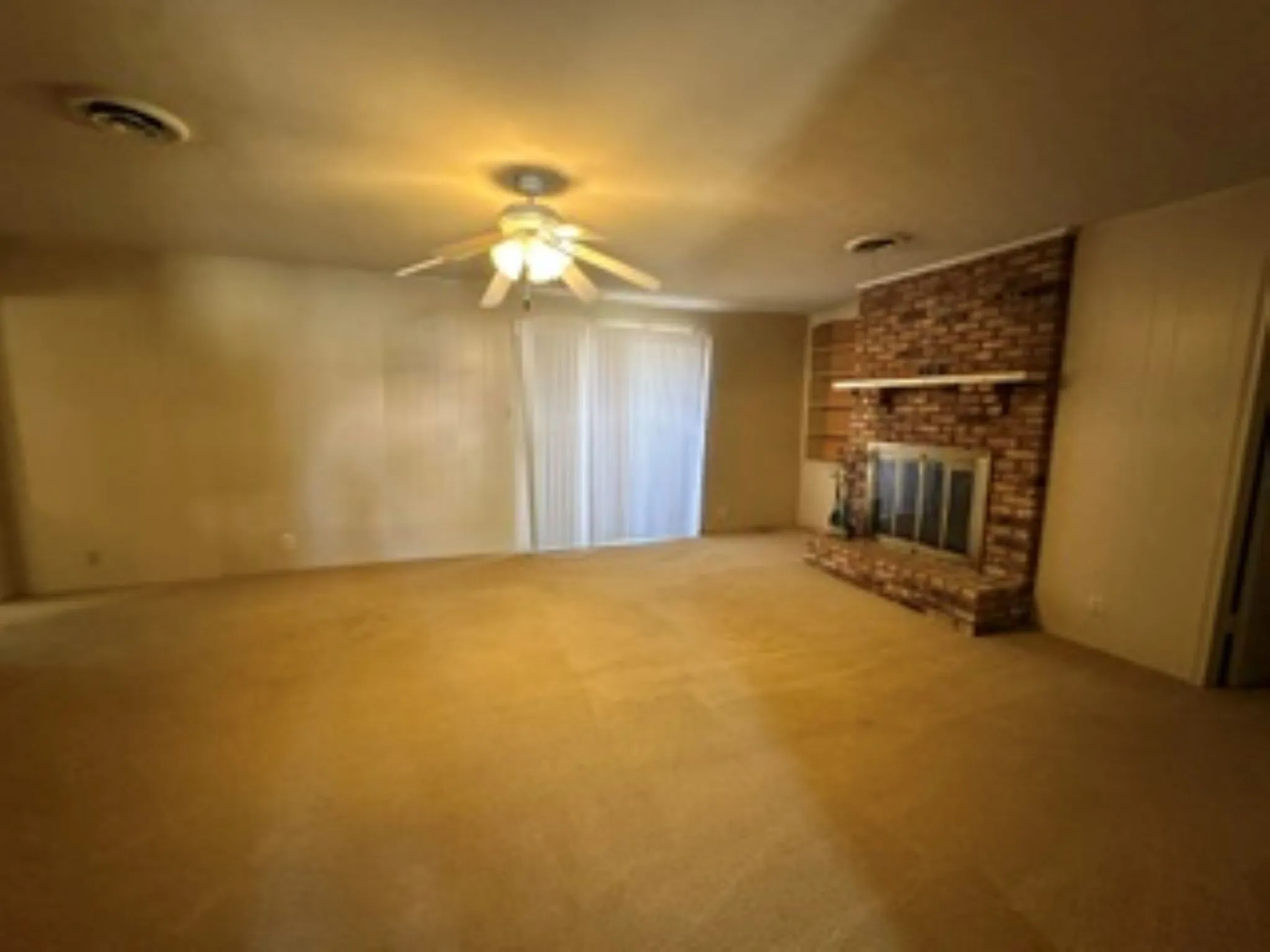 Living room with gas log fireplace