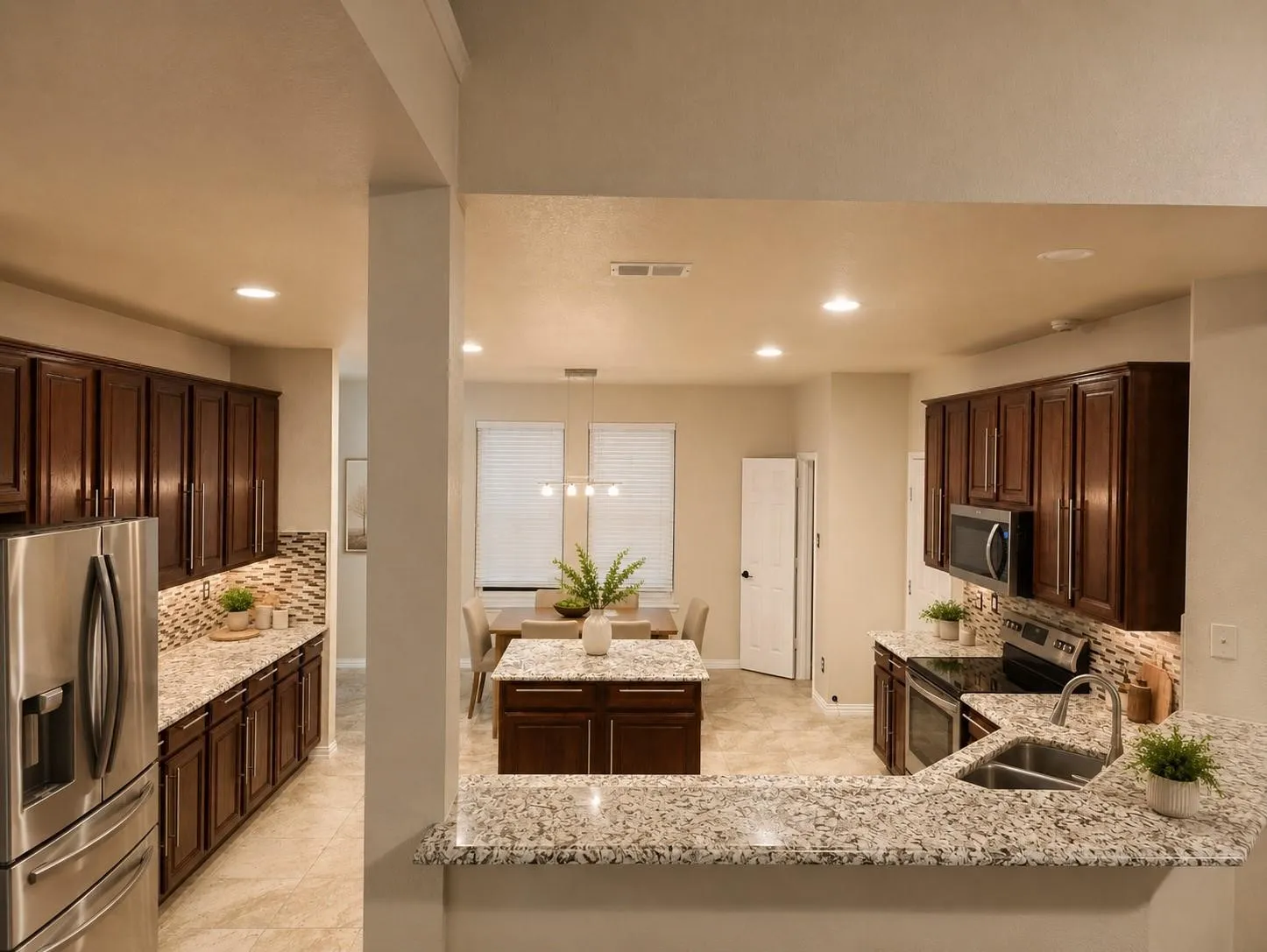 Kitchen featuring wood cabinetry, light-toned stone countertops, and stainless steel appliances