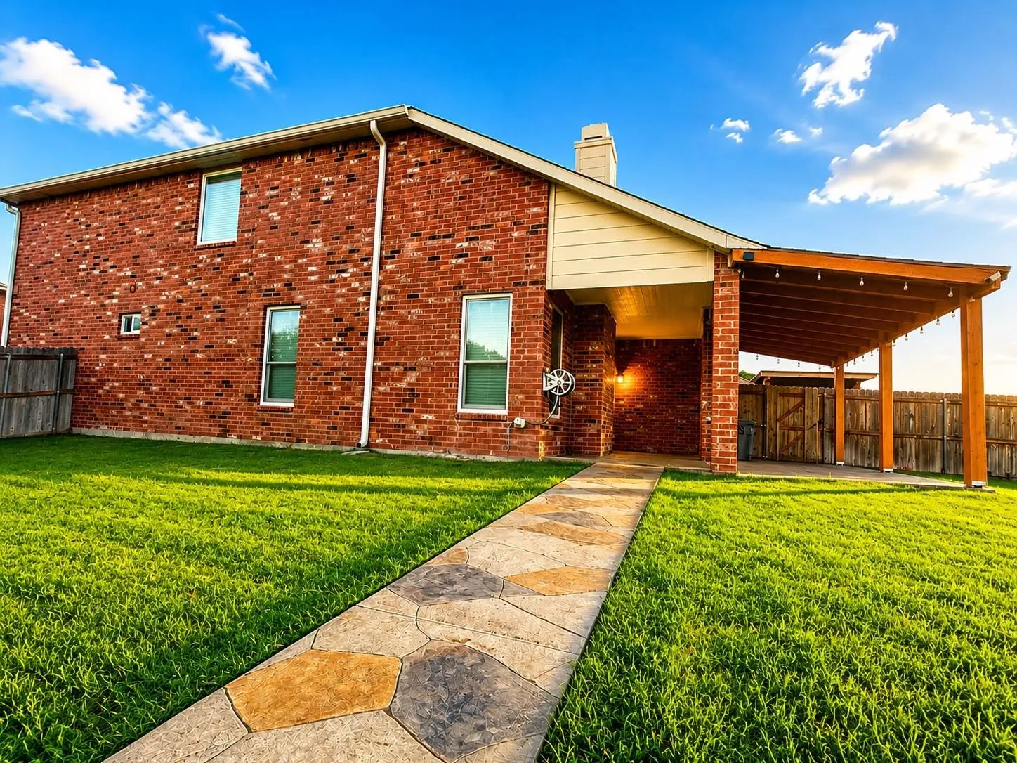 Brick exterior with multiple windows