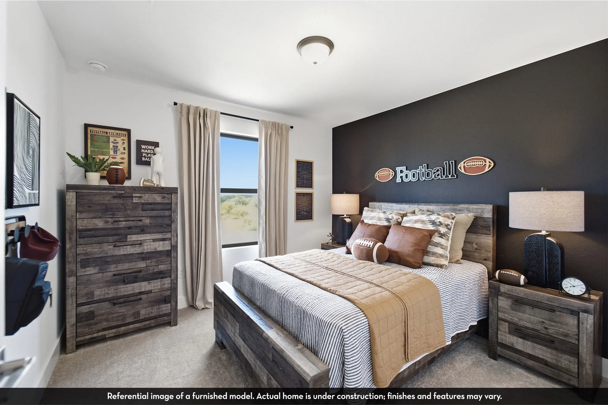 Carpeted flooring throughout, with a window featuring blinds, and a ceiling-mounted light fixture
